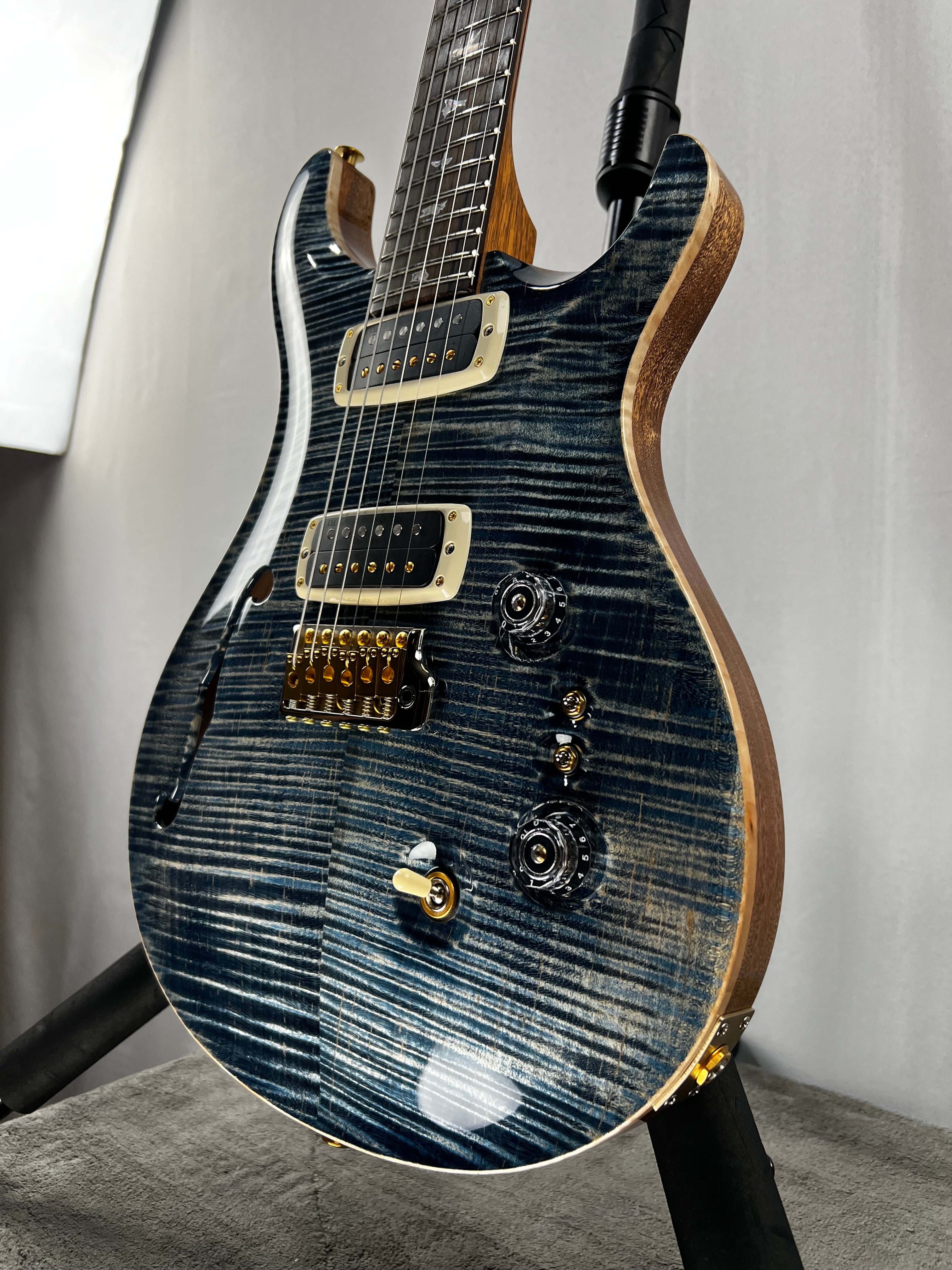 40th Anniversary Custom 24-08 Semi-Hollow Electric Guitar - Faded Whale Blue with Natural Back #817