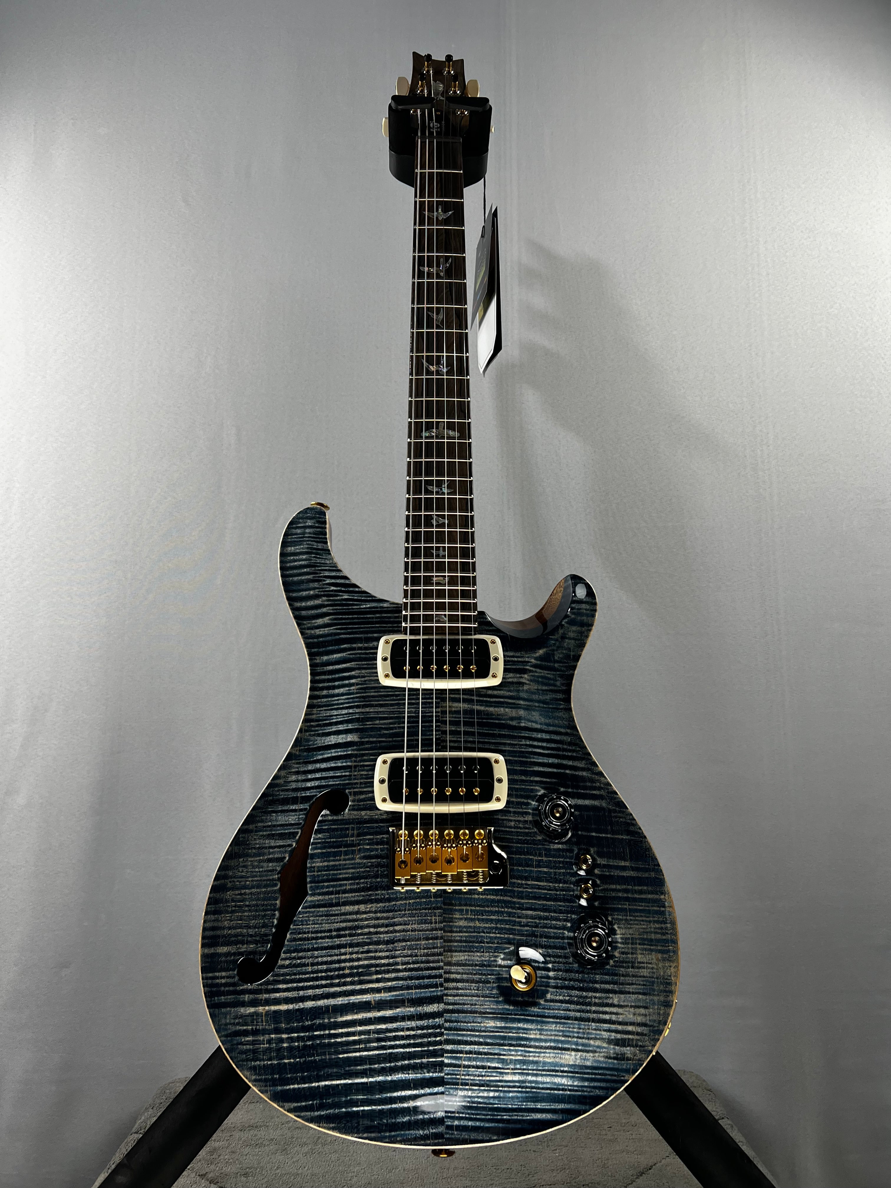 40th Anniversary Custom 24-08 Semi-Hollow Electric Guitar - Faded Whale Blue with Natural Back #817