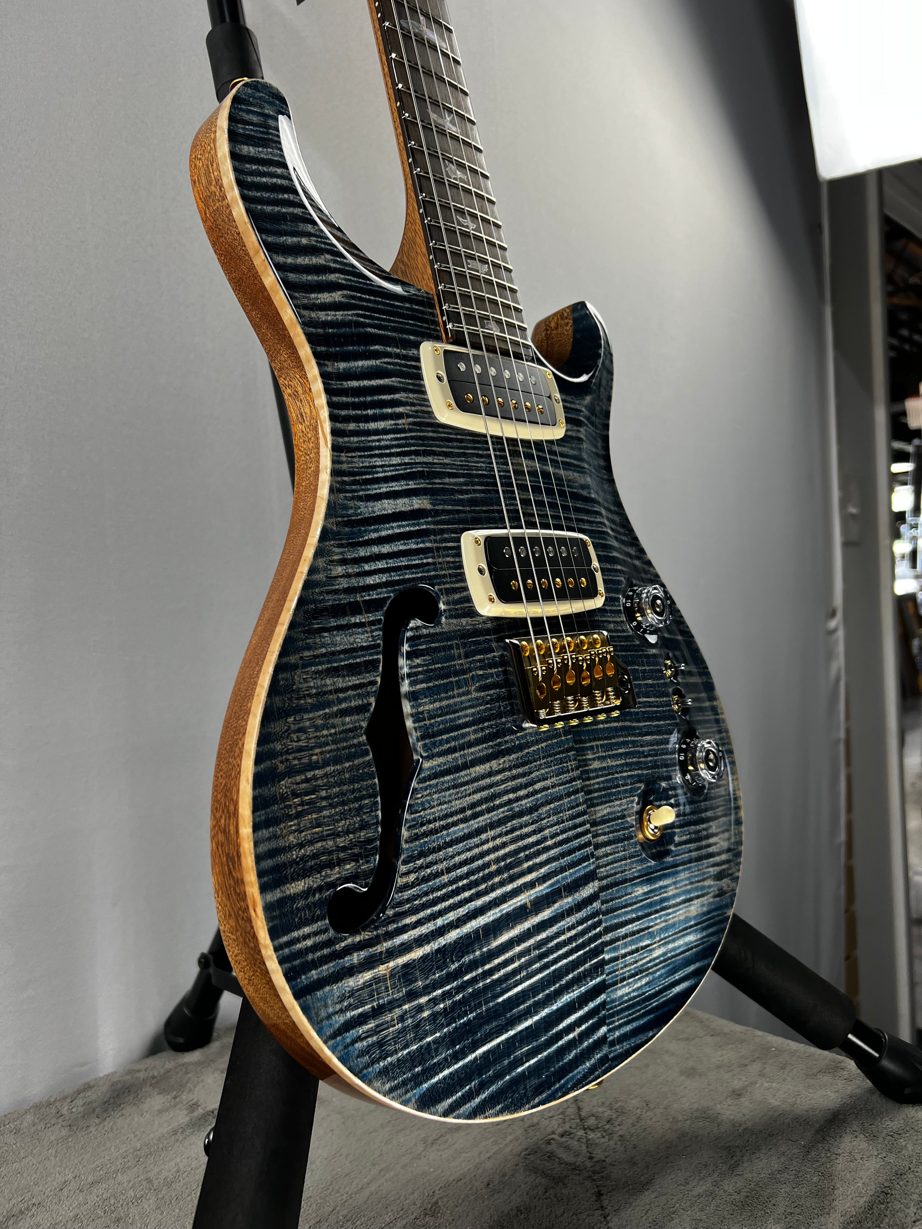 40th Anniversary Custom 24-08 Semi-Hollow Electric Guitar - Faded Whale Blue with Natural Back #817