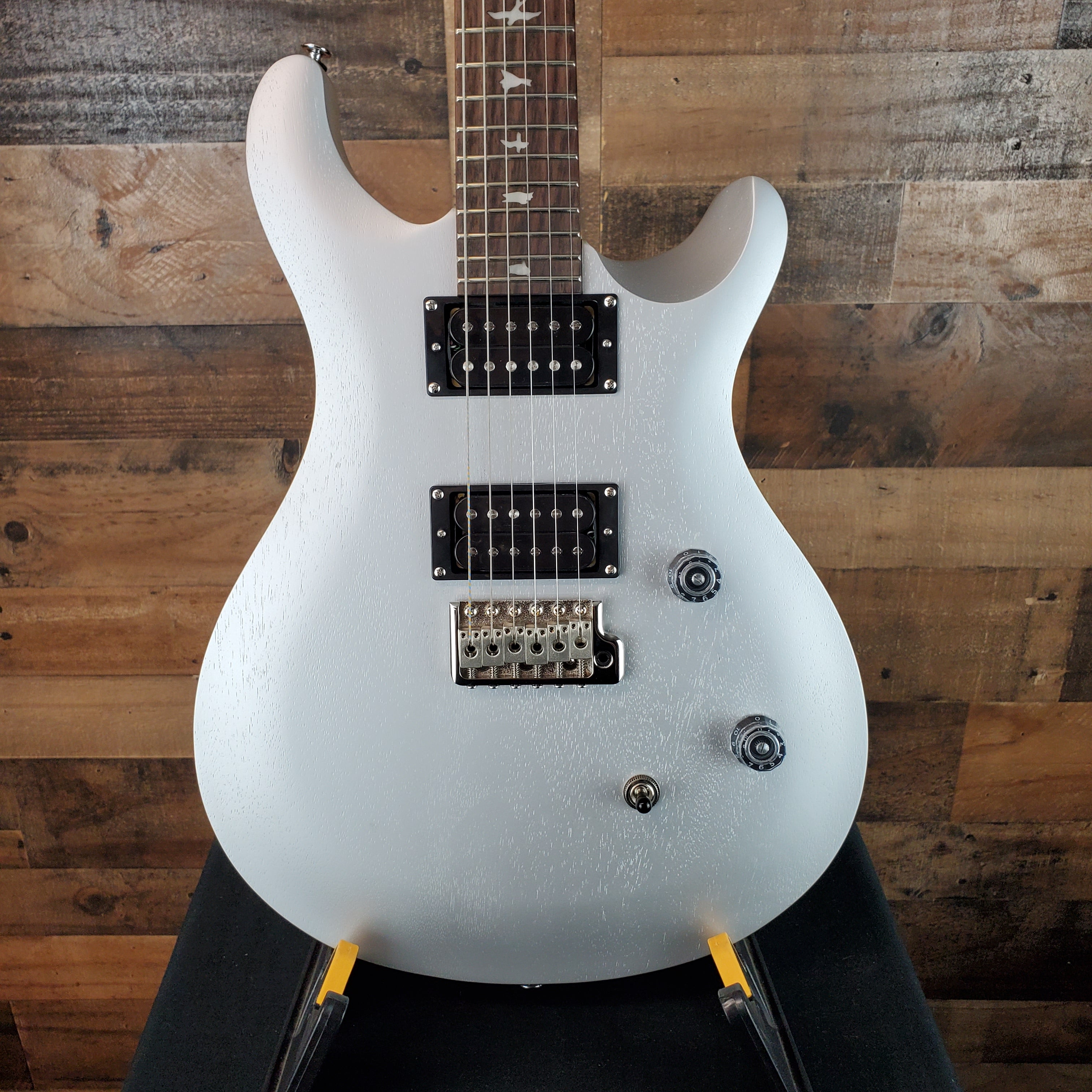 PRS SE CE 24, Standard Satin, Electric Guitar, Metallic Silver Satin, Gig Bag, 224