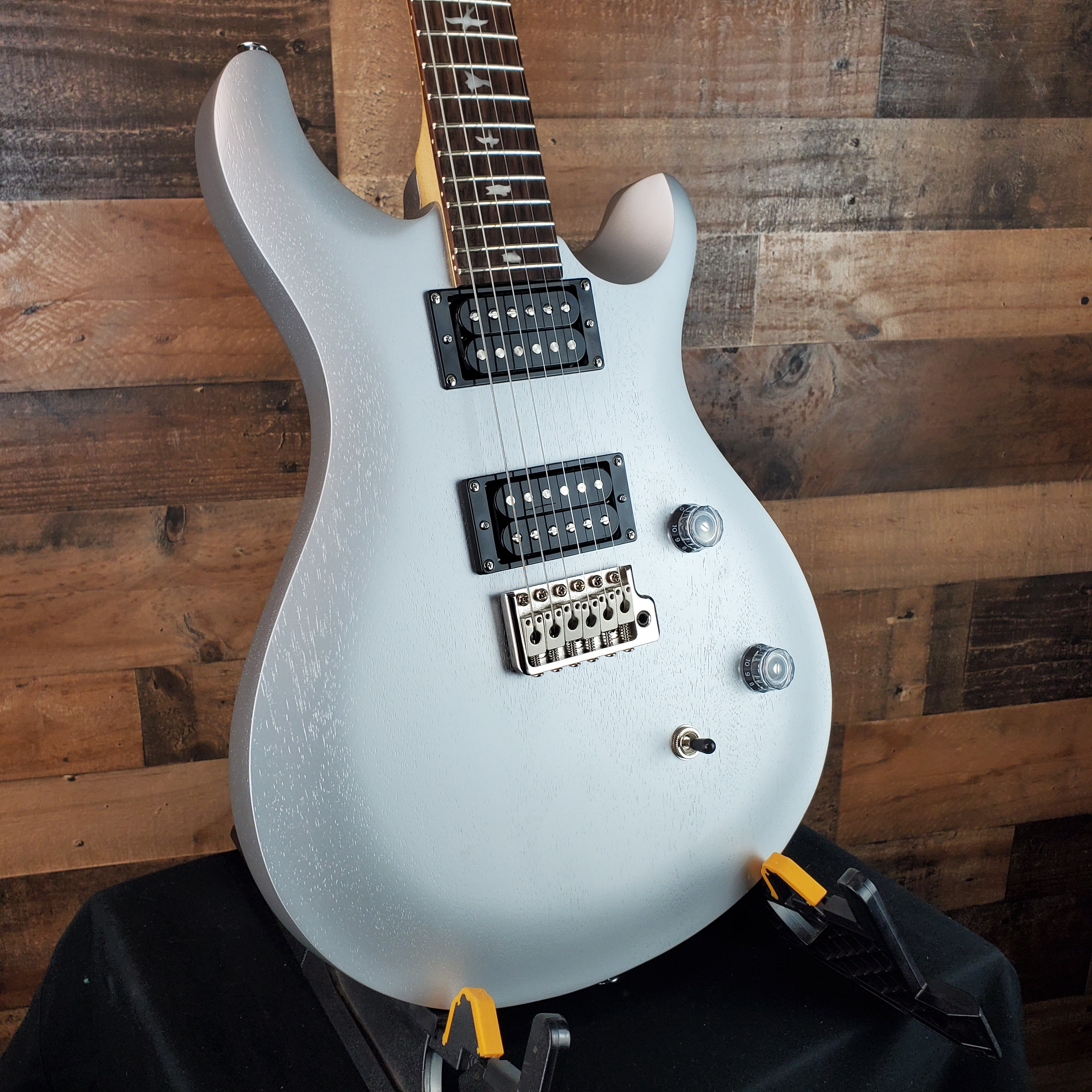 PRS SE CE 24, Standard Satin, Electric Guitar, Metallic Silver Satin, Gig Bag, 224