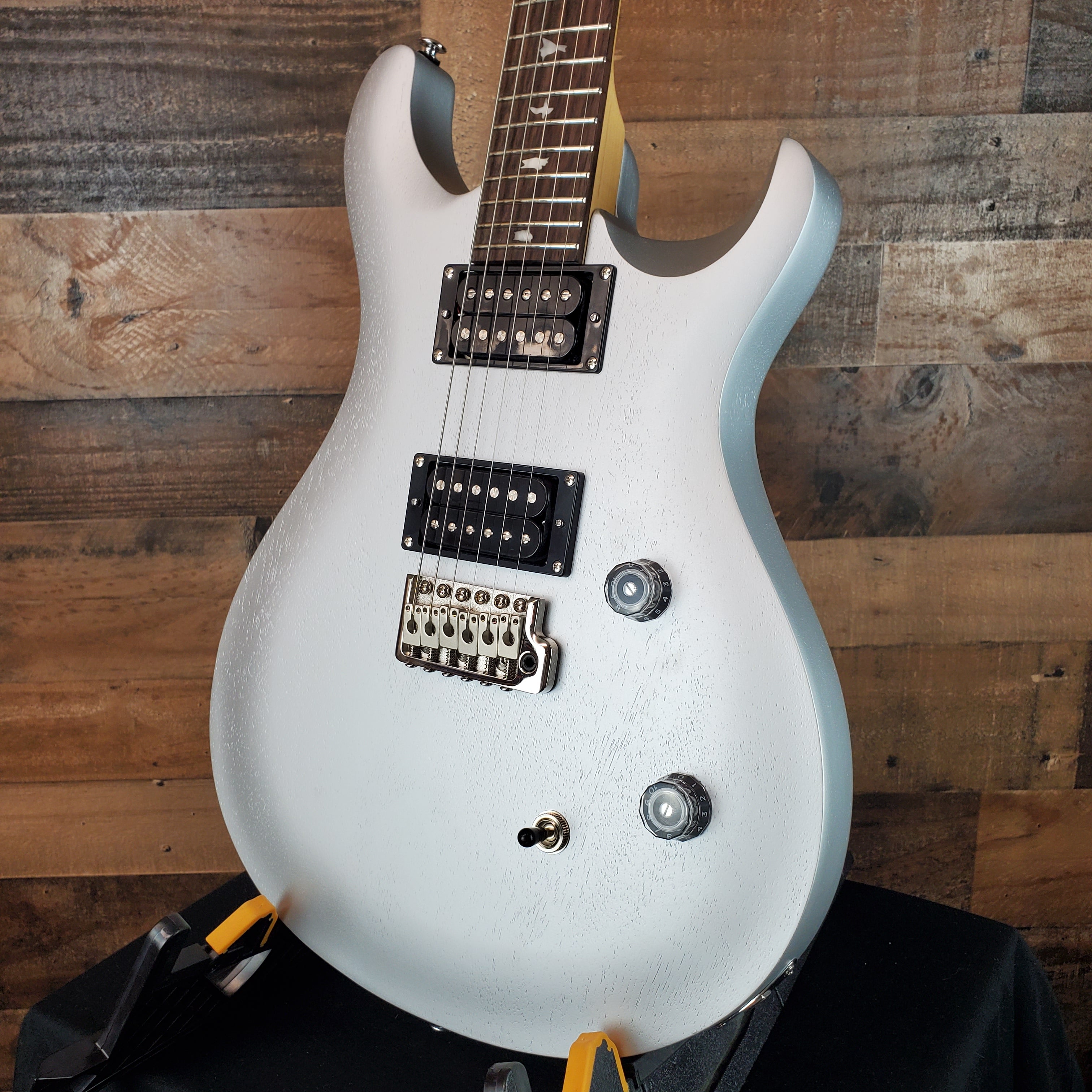 PRS SE CE 24, Standard Satin, Electric Guitar, Metallic Silver Satin, Gig Bag, 224