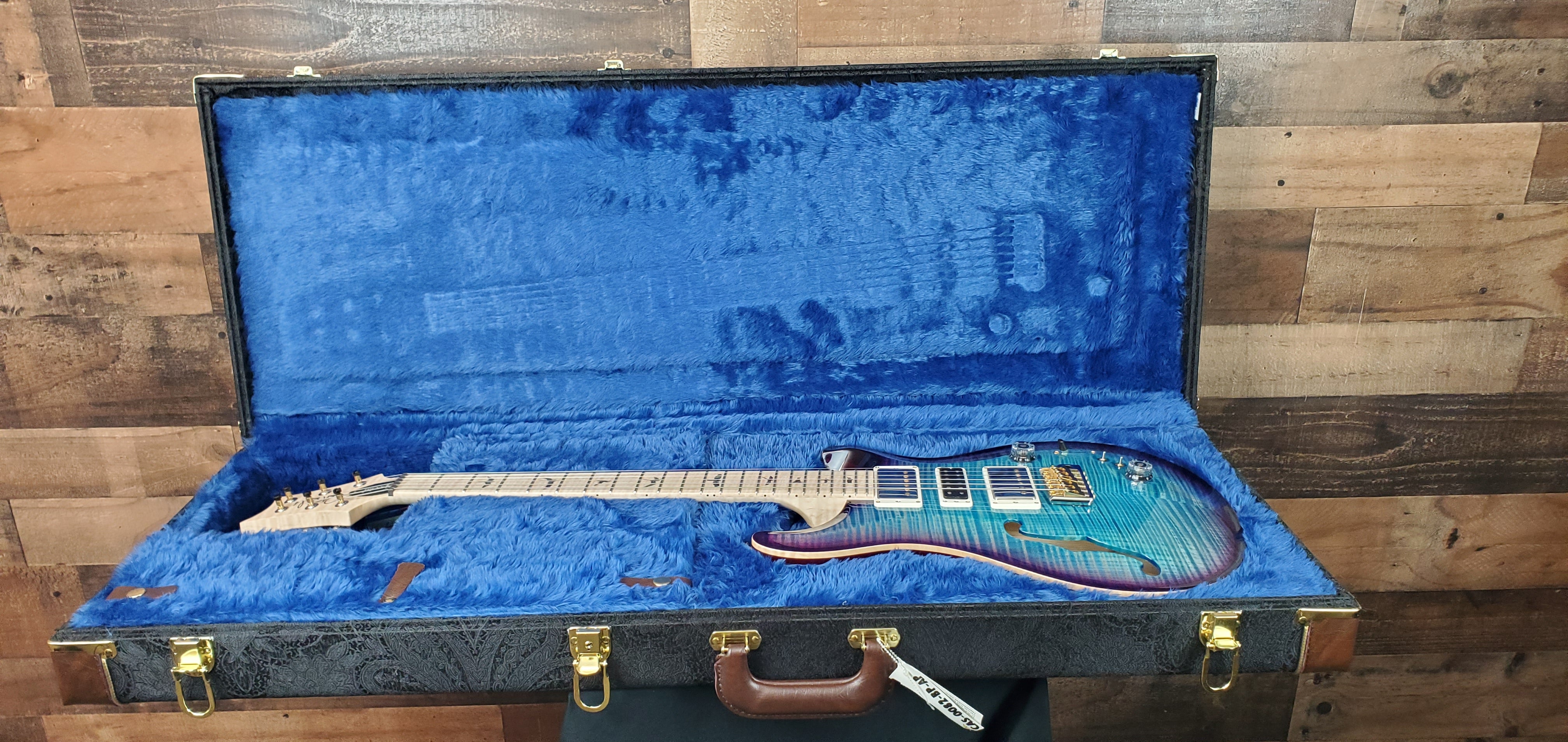 Wood Library Special 22 Semi Hollow, Custom, Flame, Aquableaux Purpleburst, Paisley Case, Signature Dealer, 737
