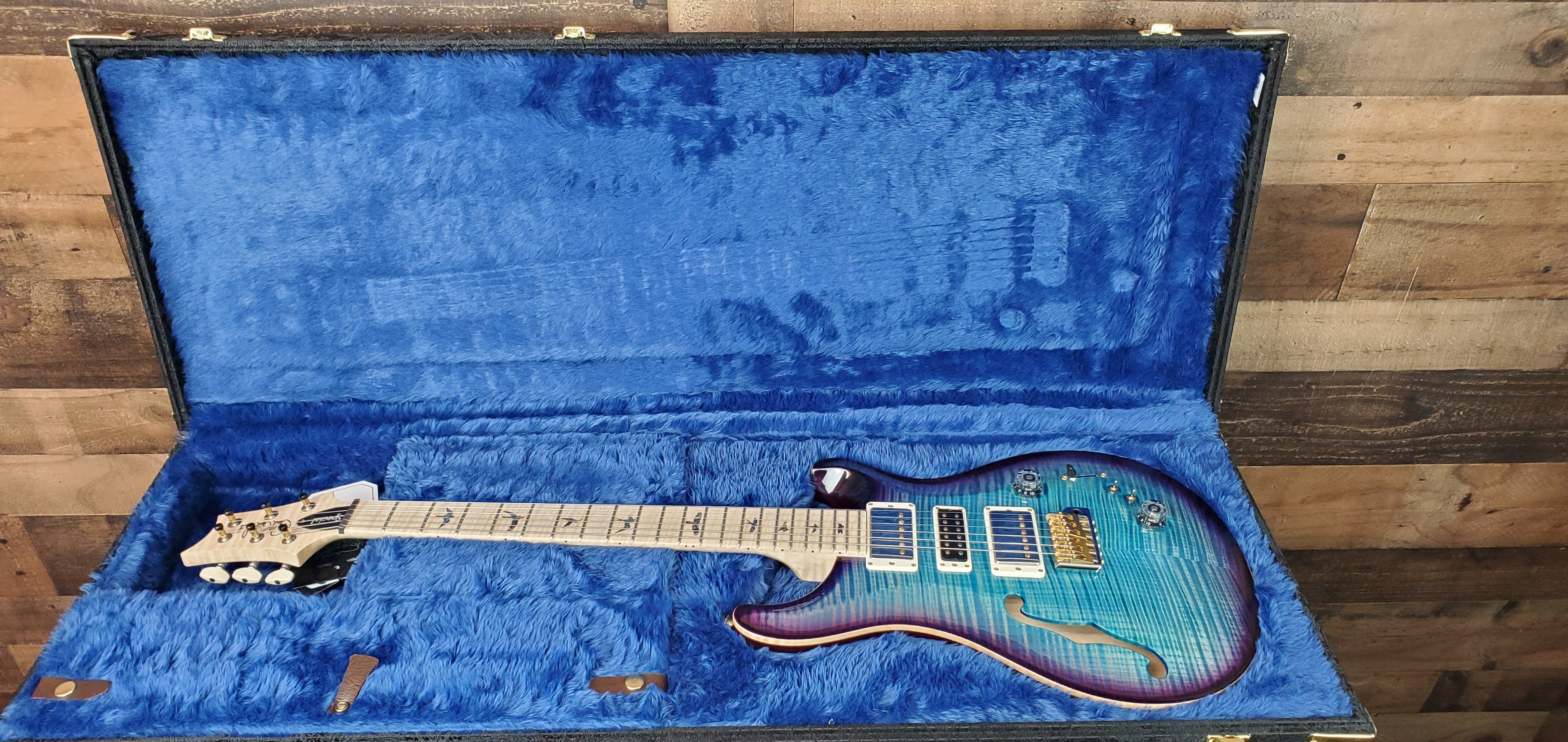 Wood Library Special 22 Semi Hollow, Custom, Flame, Aquableaux Purpleburst, Paisley Case, Signature Dealer, 737