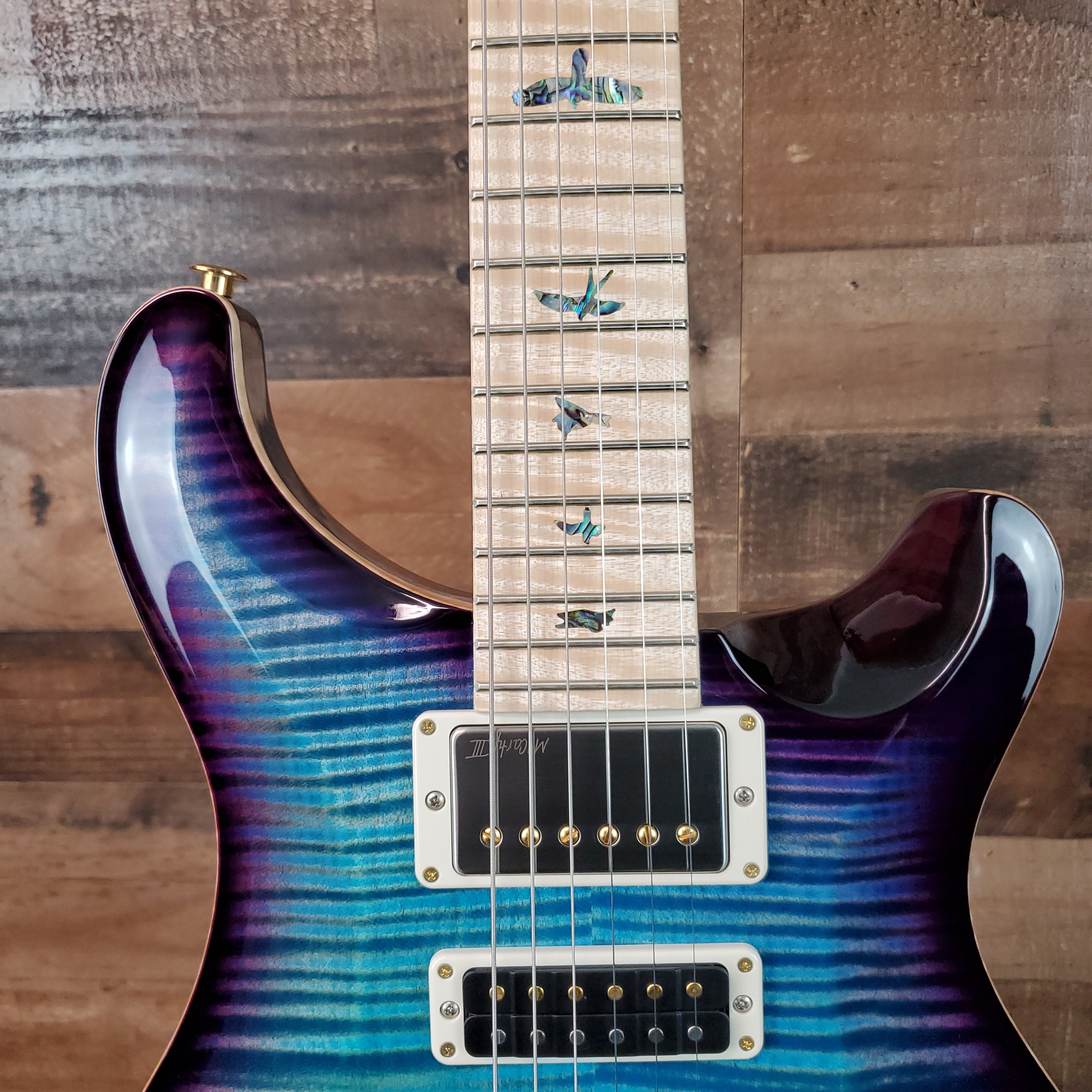 Wood Library Special 22 Semi Hollow, Custom, Flame, Aquableaux Purpleburst, Paisley Case, Signature Dealer, 737