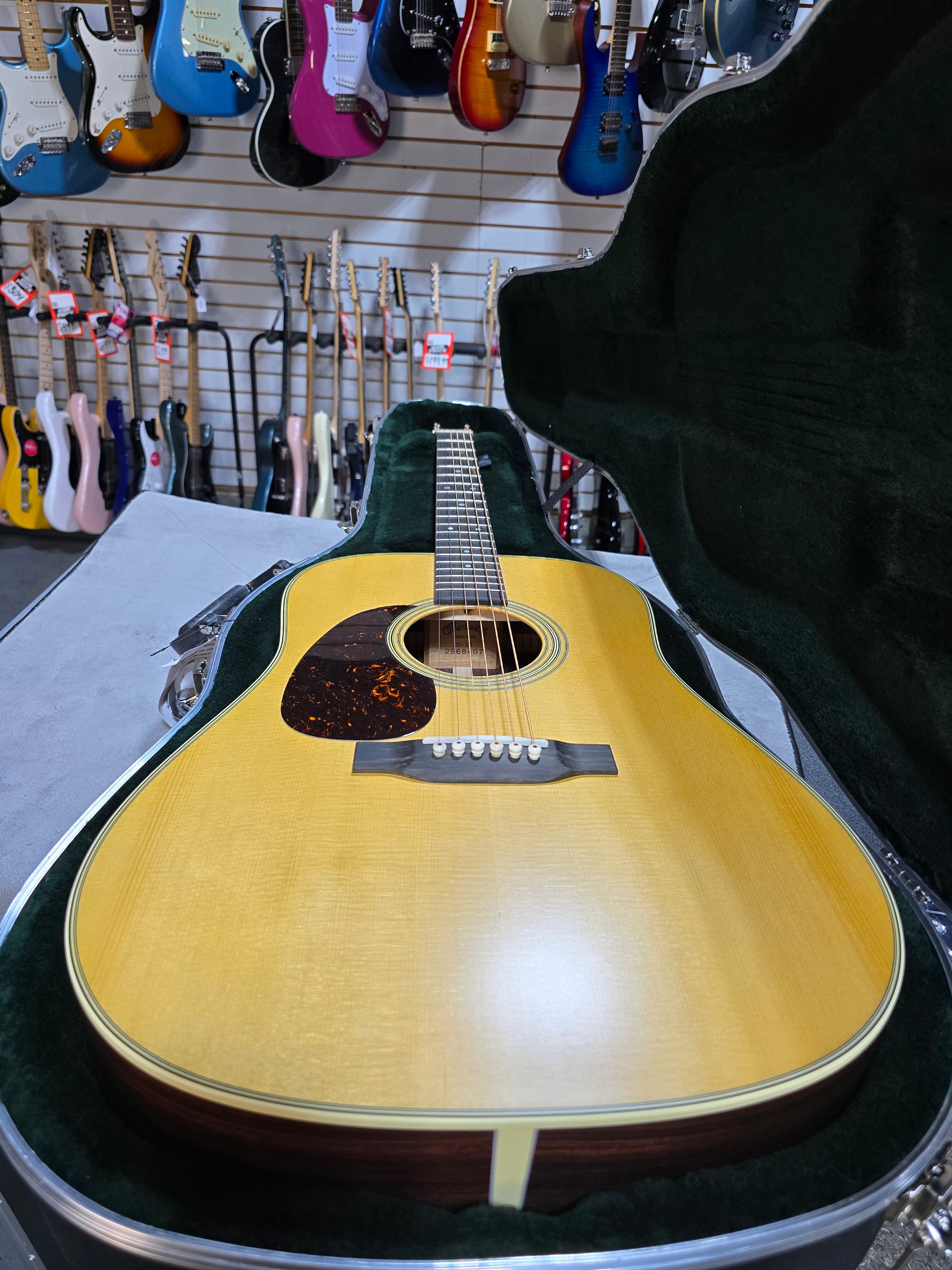 Martin D-28 Satin Standard Series Left Handed Acoustic Guitar - Satin Natural with Aging Toner (2025) w/OHSC & PLEK*D #407