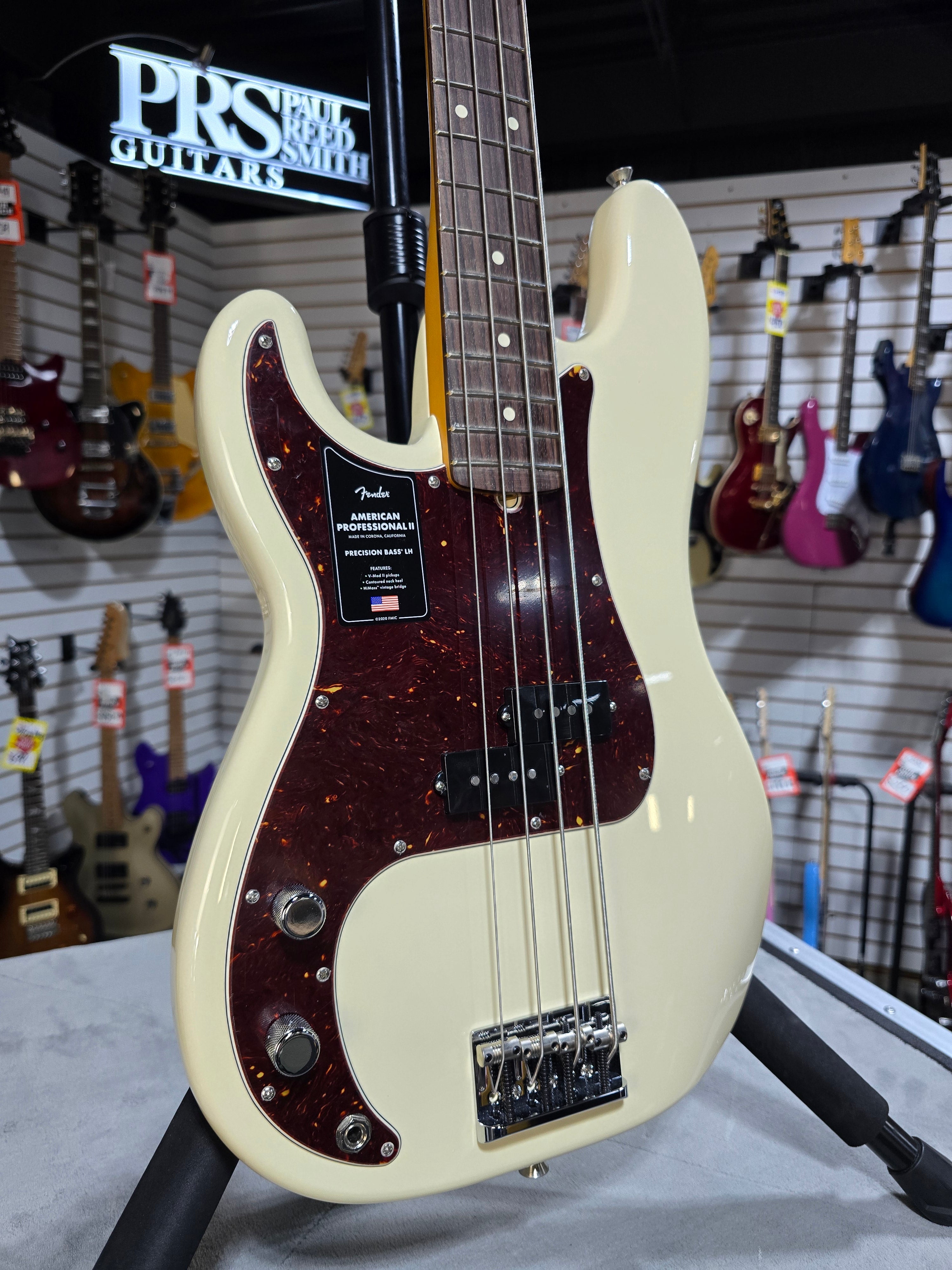 American Professional II Left-Handed Precision Bass - Olympic White w/Rosewood Fingerboard #281 GET PLEK'D!