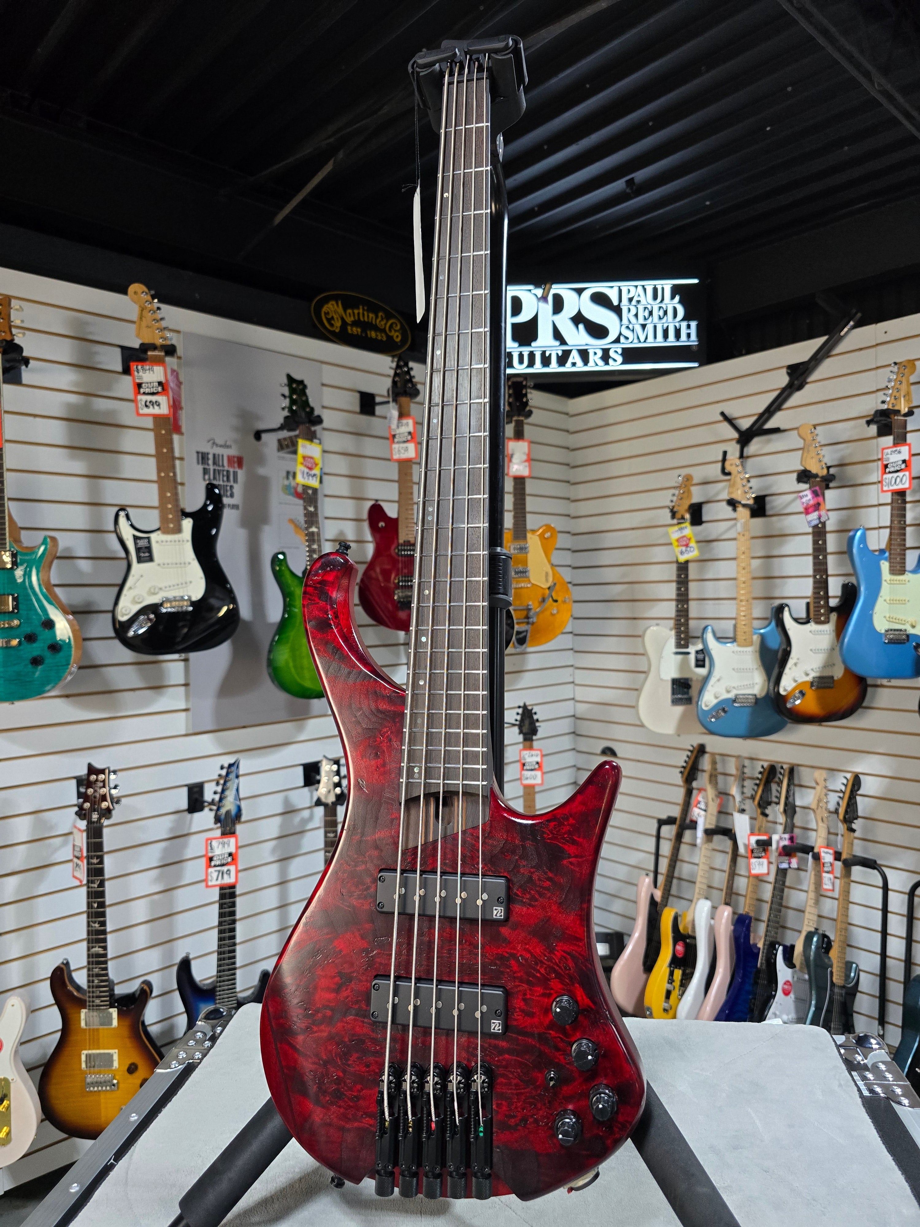 EHB Ergonomic Headless 5-string Bass Guitar - Stained Wine Red Low Gloss #914 GET PLEK'D!