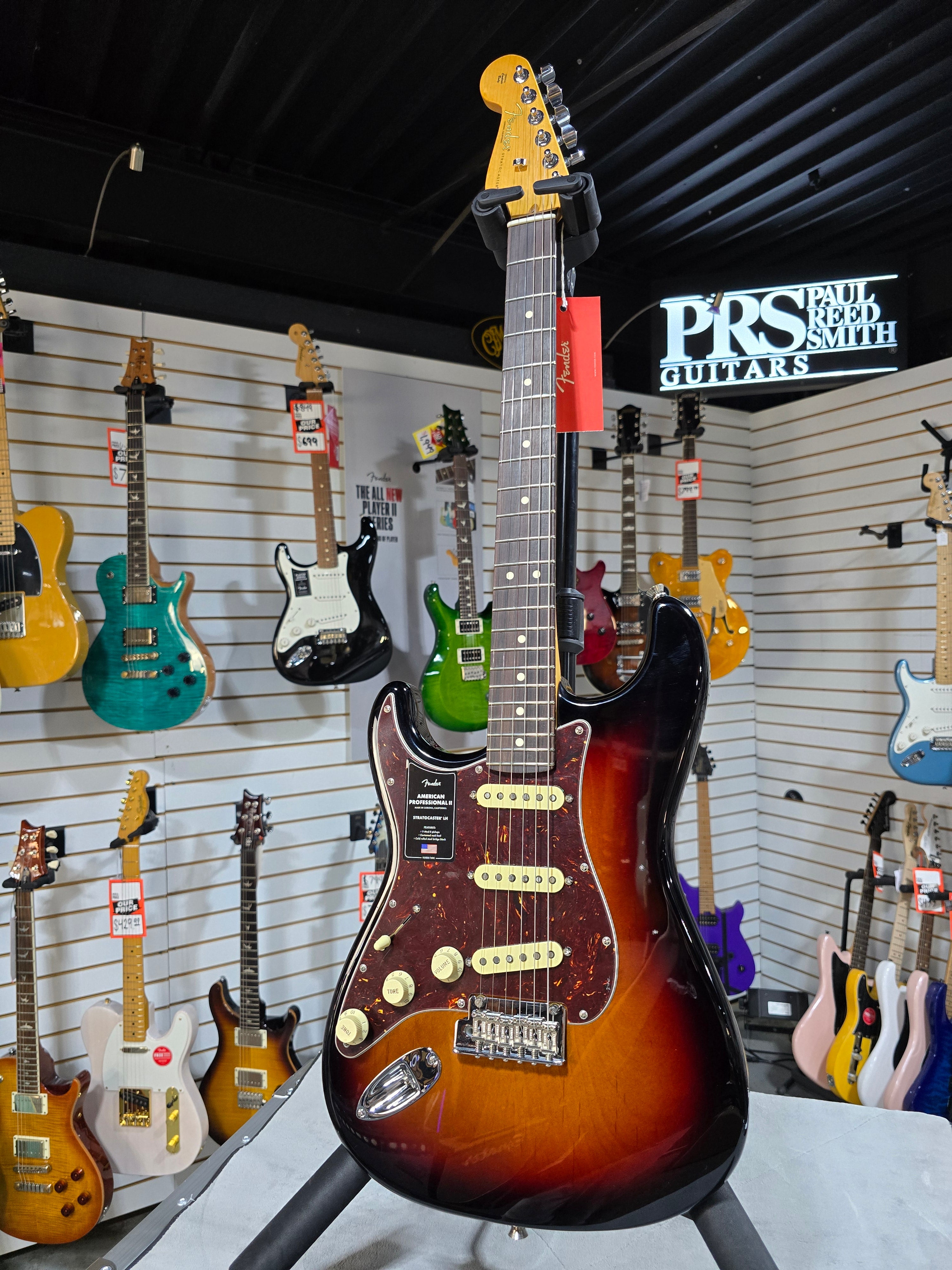 Fender American Professional II Stratocaster LH - 3 Color Sunburst w/Rosewood Fb + OSHC & PLEK*D #058