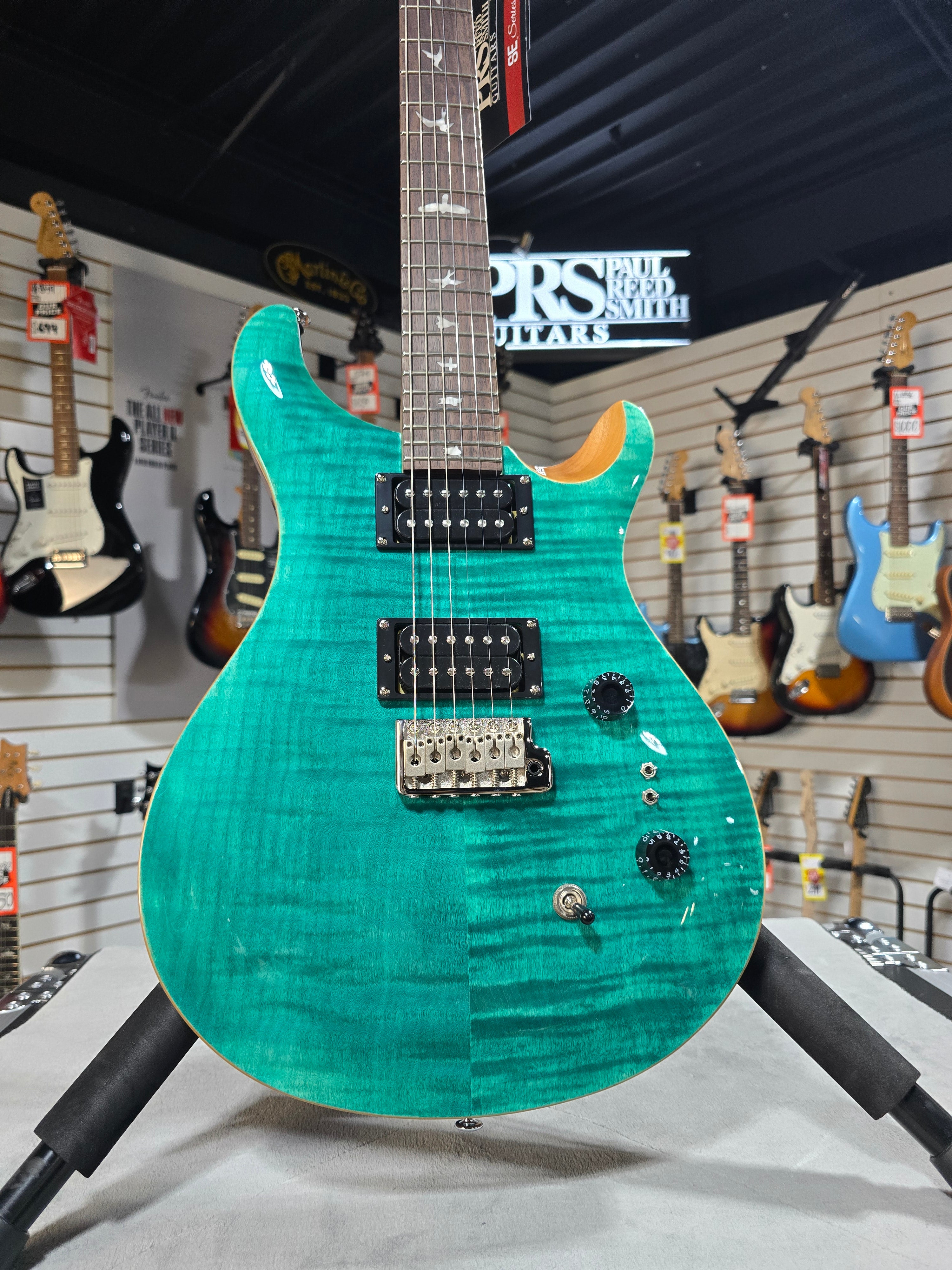 PRS SE Custom 24-08 Electric Guitar - Turquoise w/Gig Bag & PLEK*D #458