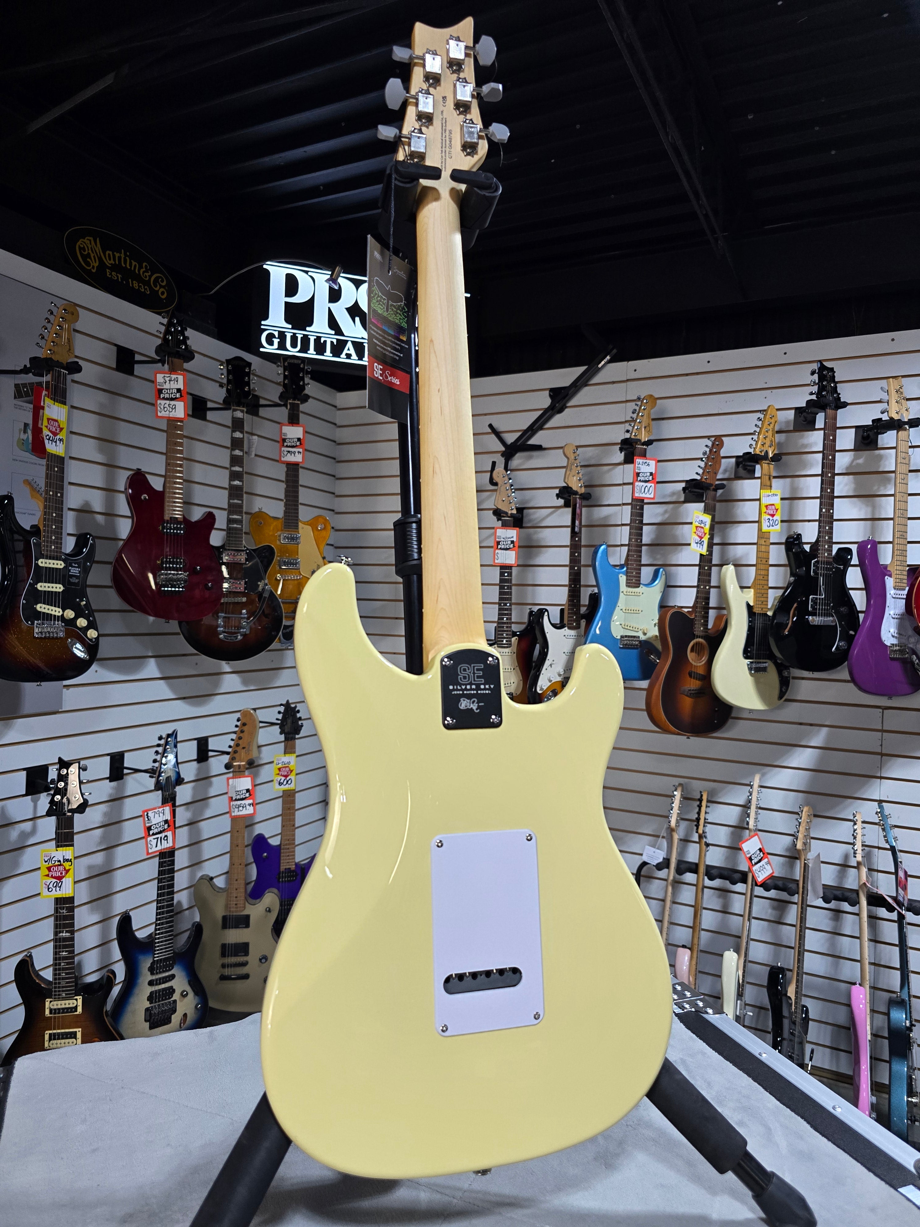 PRS SE Silver Sky Left-handed Electric Guitar - Moon White w/Gig Bag & PLEK*D #795