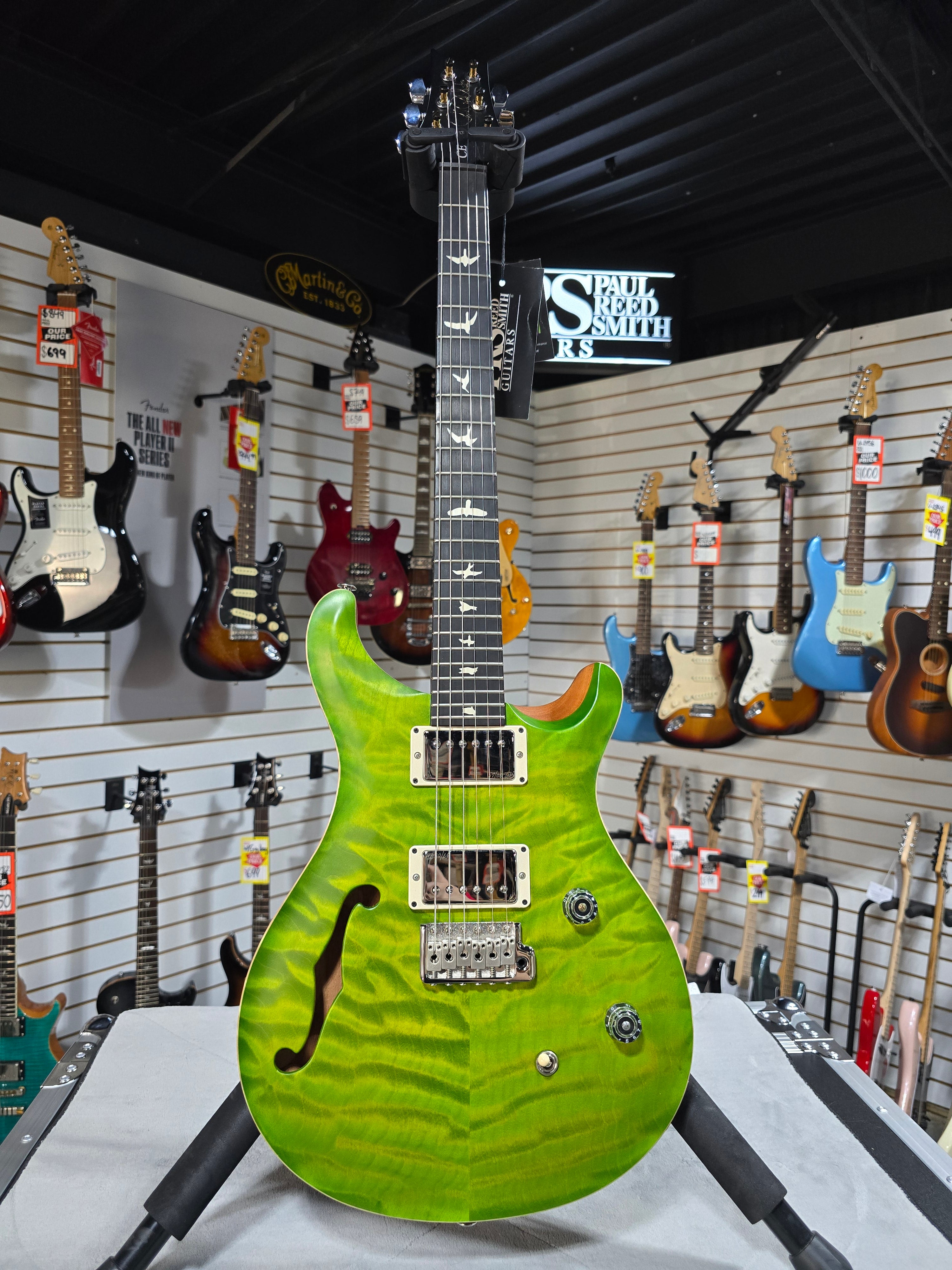 PRS CE 24 Semi-Hollow Electric Guitar - Satin Eriza Verde w/57/08, Gig Bag & PLEK*D #261