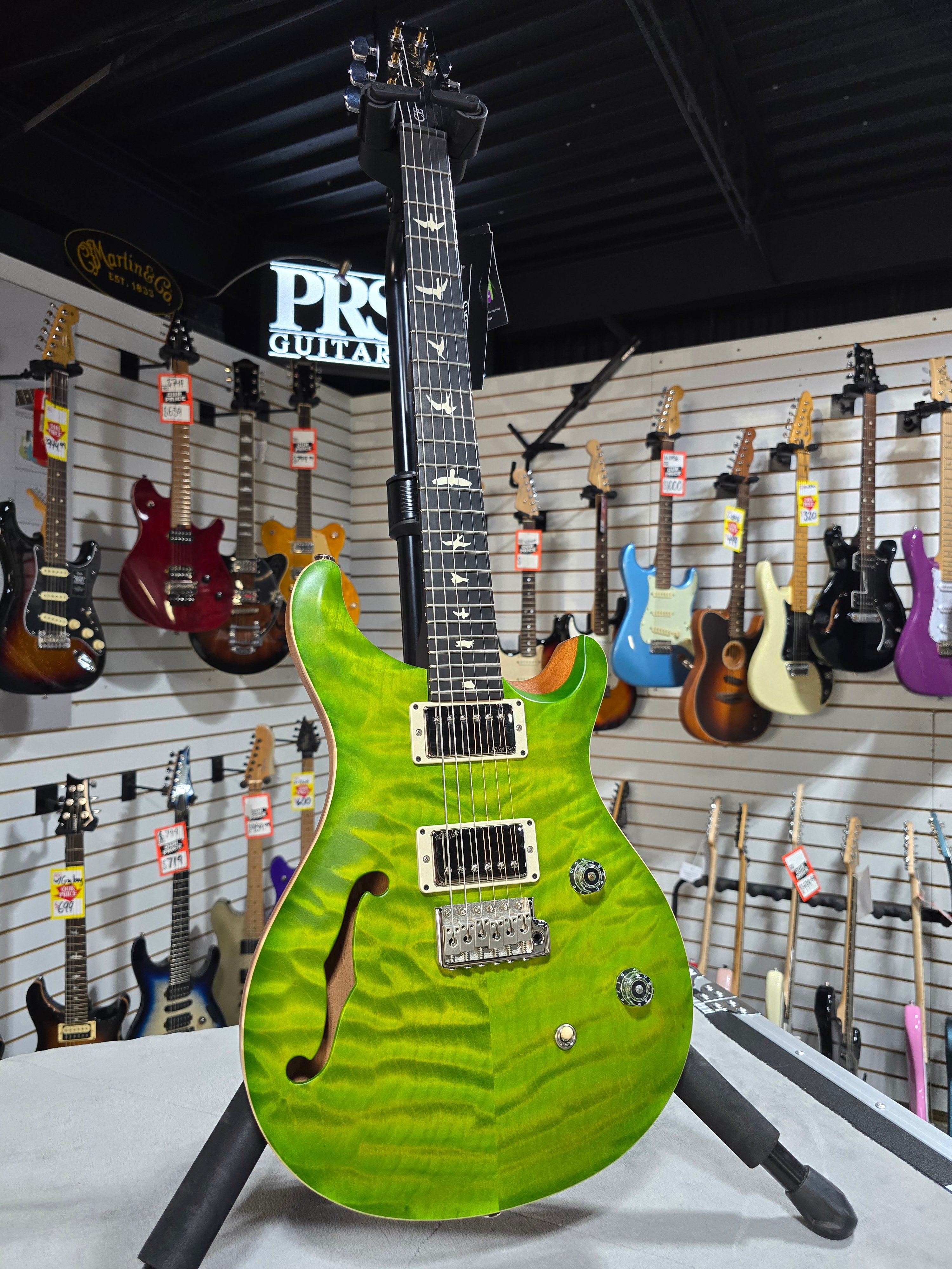PRS CE 24 Semi-Hollow Electric Guitar - Satin Eriza Verde w/57/08, Gig Bag & PLEK*D #261