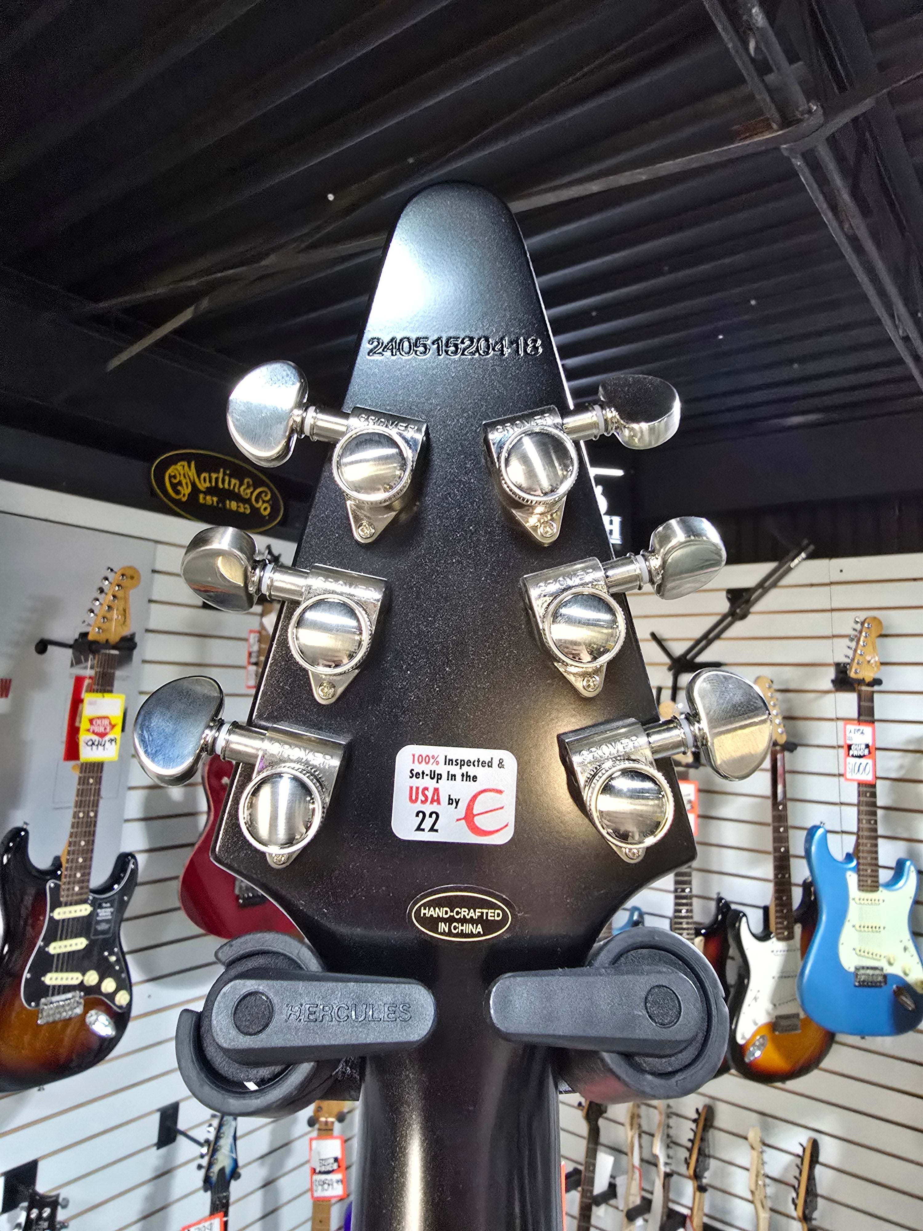 Epiphone Flying V Prophecy Electric Guitar - Aged Jet Black Metallic w/Gig Bag & PLEK*D #418