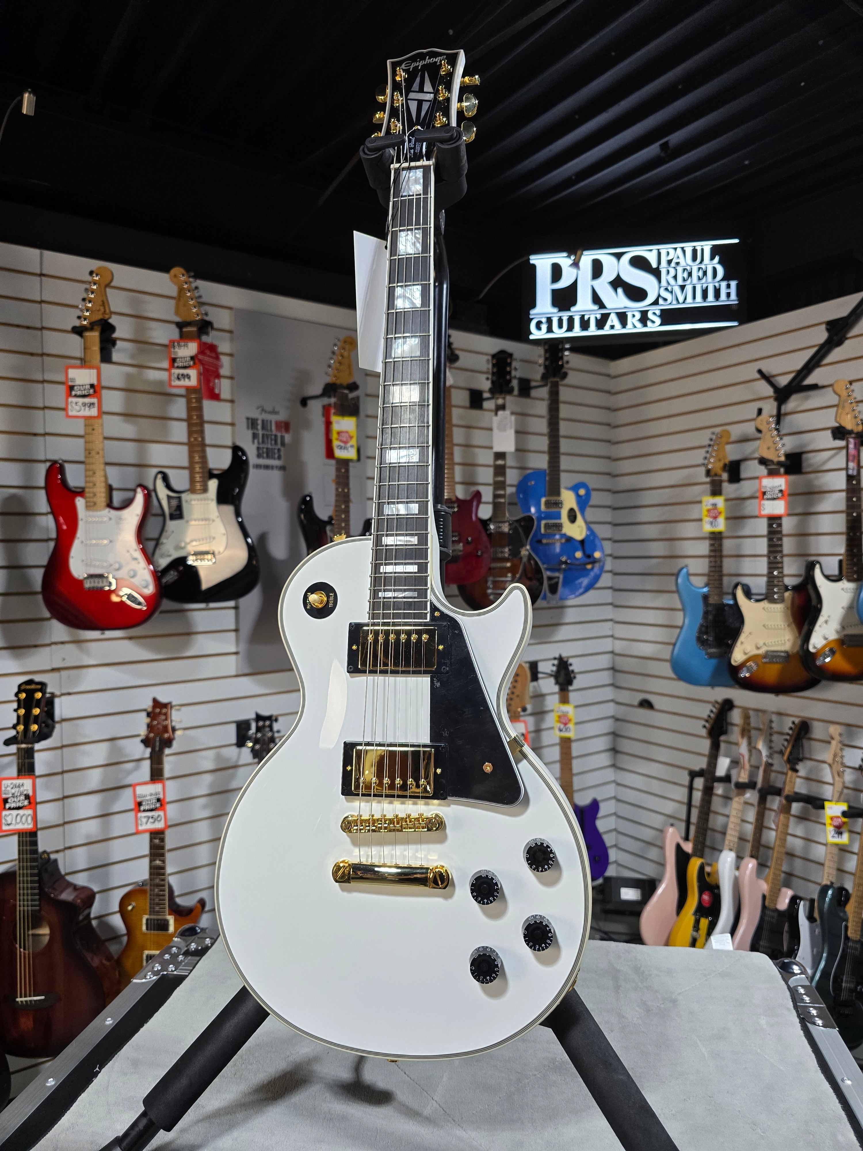 Epiphone Les Paul Custom Electric Guitar - Alpine White W/ OHSC & PLEK*D #288