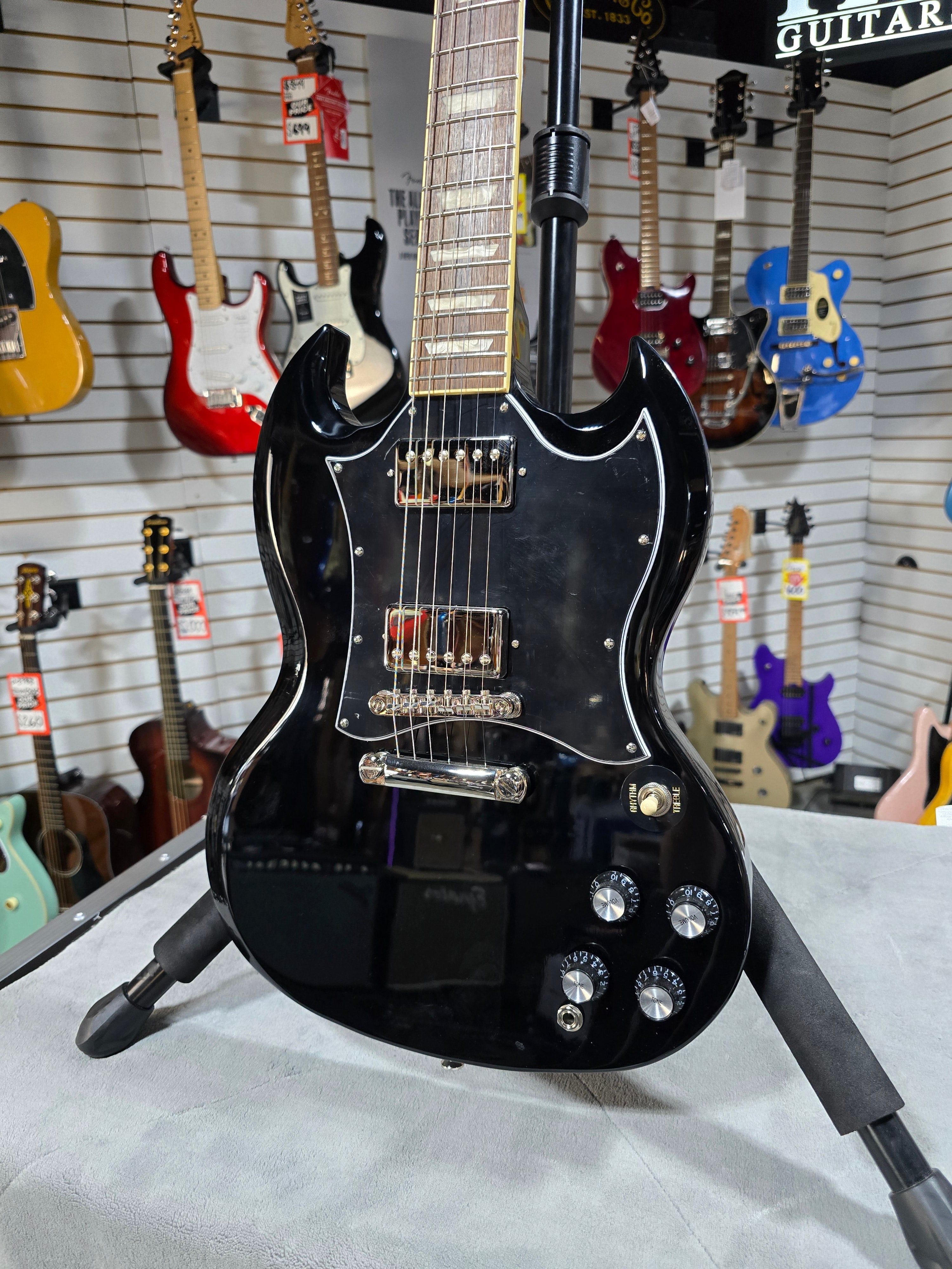 Epiphone SG Standard Electric Guitar - Ebony w/ Gig Bag & PLEK*D #421
