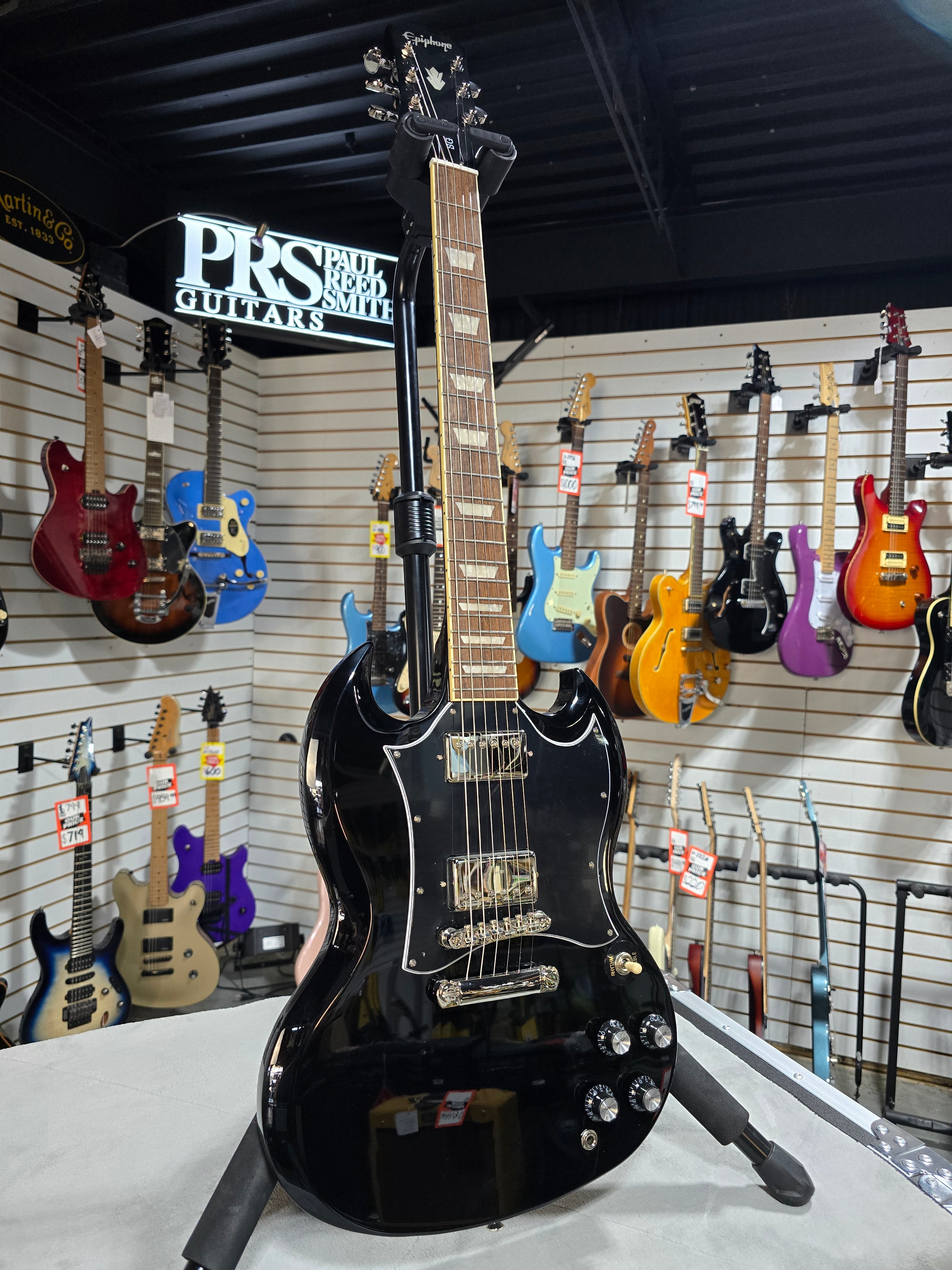 Epiphone SG Standard Electric Guitar - Ebony w/ Gig Bag & PLEK*D #421