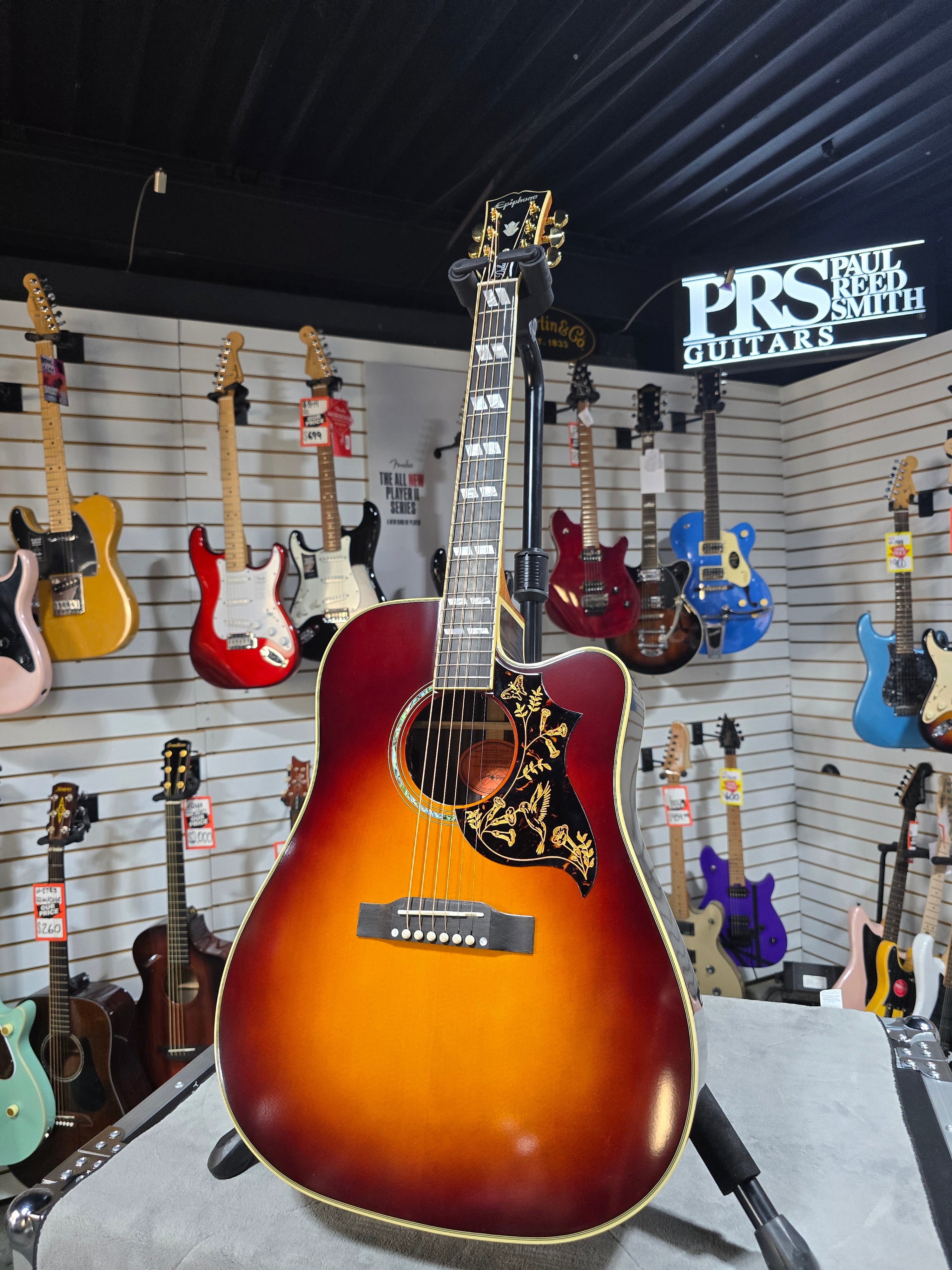 Epiphone Hummingbird Deluxe EC - Autumn Burst w/ OSSC & PLEK*D #867
