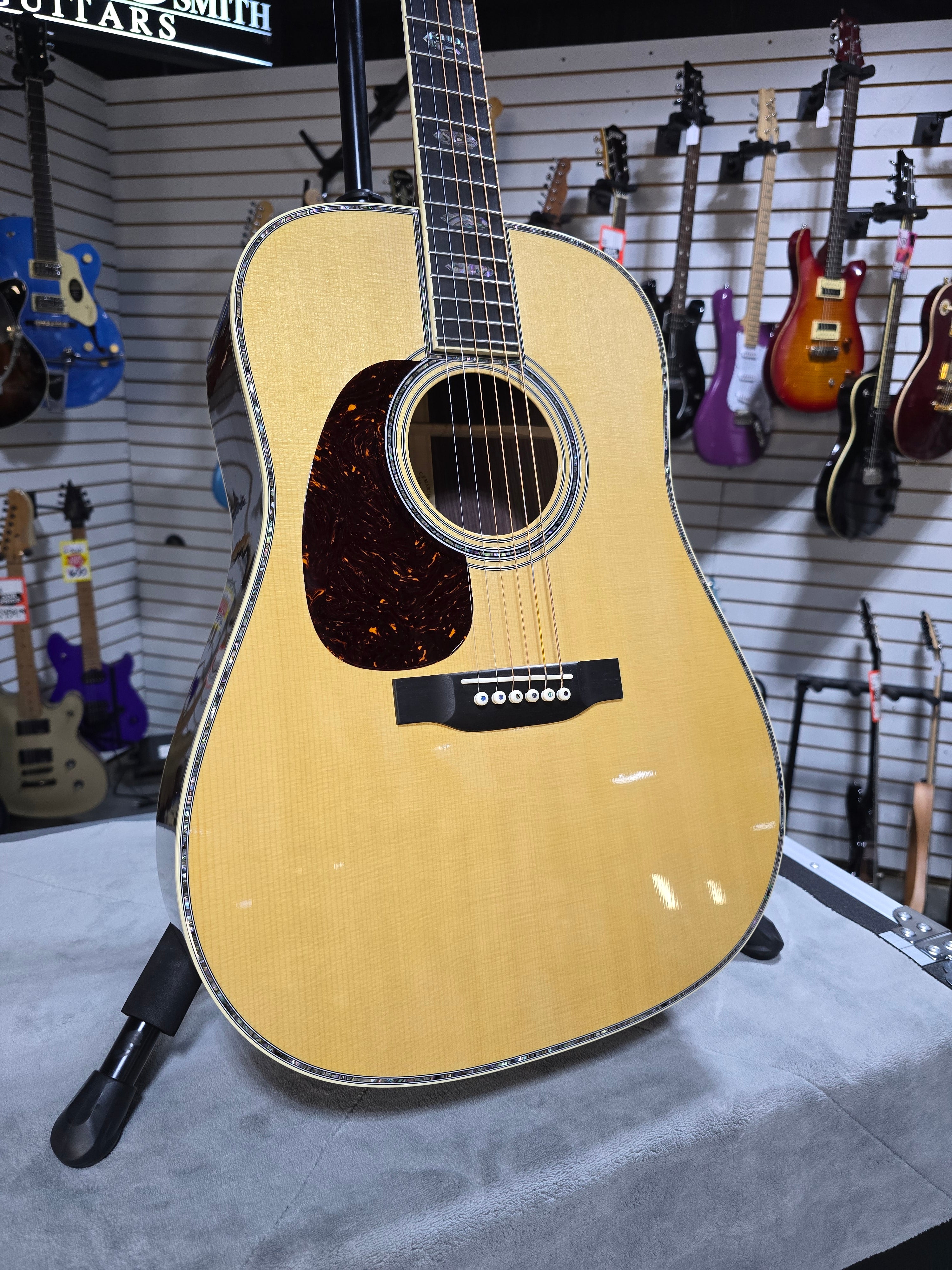 Martin D-45 Left Handed Acoustic Guitar - Natural w/OHSC & PLEK*D #448