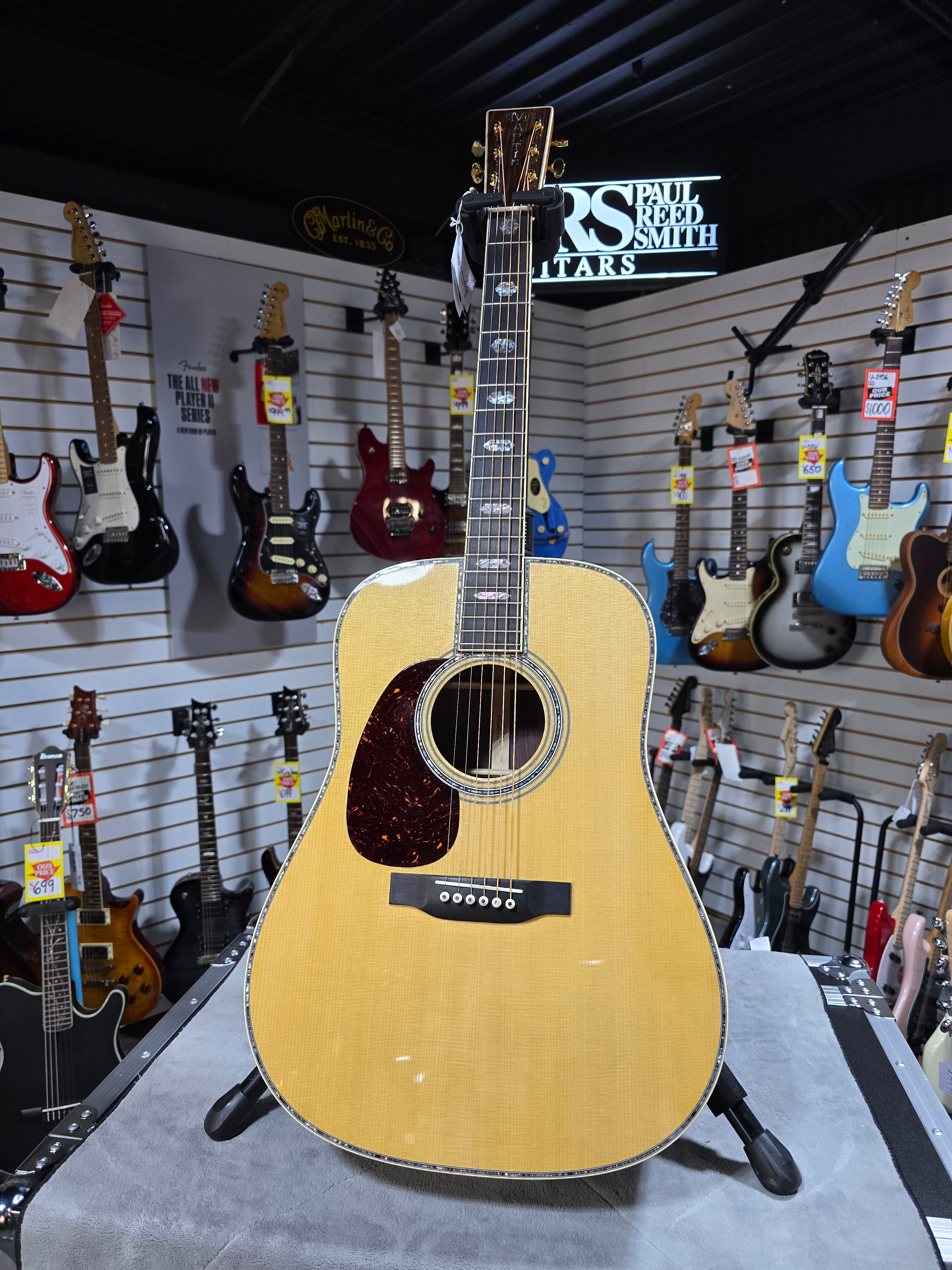 Martin D-45 Left Handed Acoustic Guitar - Natural w/OHSC & PLEK*D #448