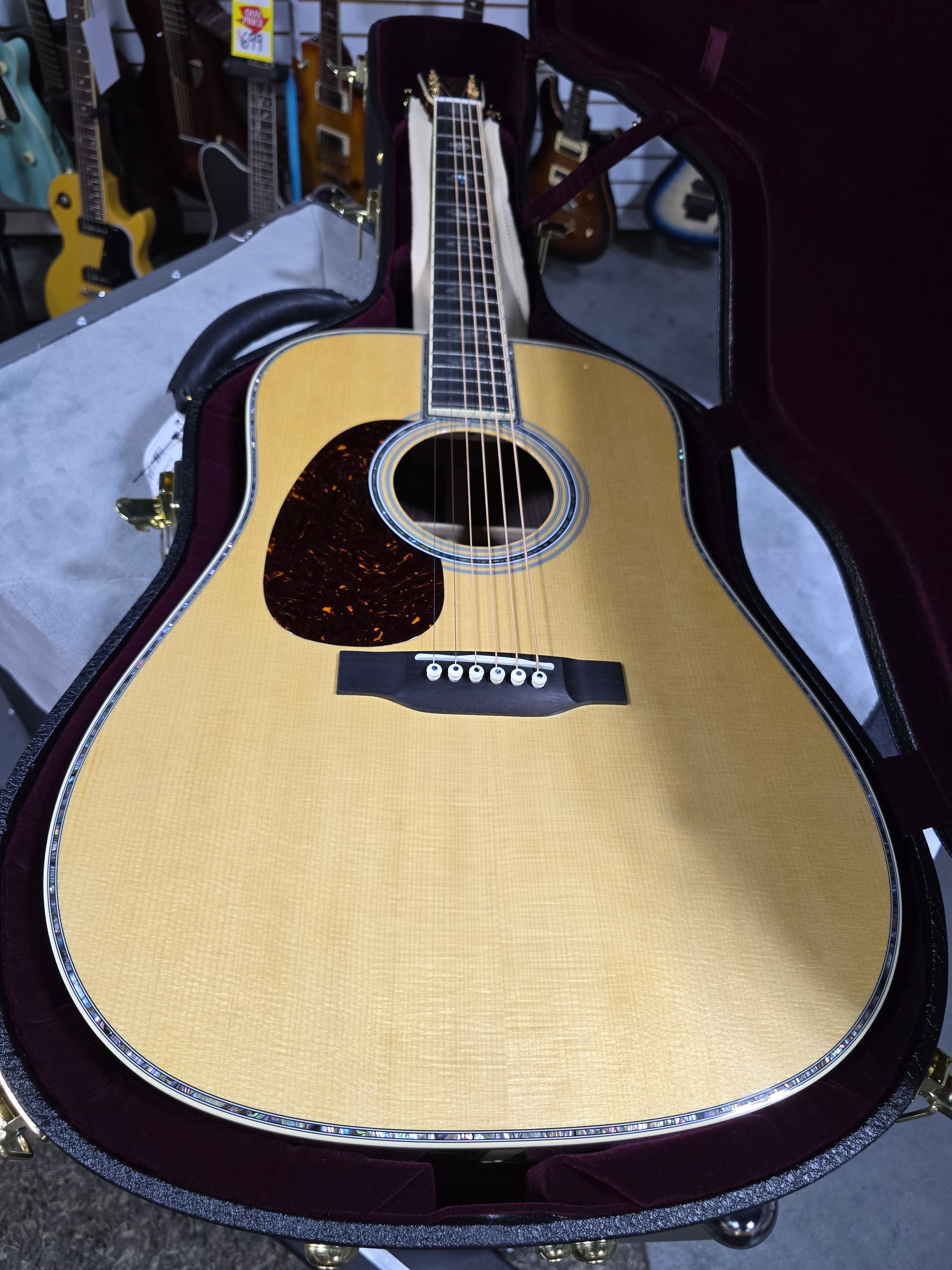 Martin D-45 Left Handed Acoustic Guitar - Natural w/OHSC & PLEK*D #448