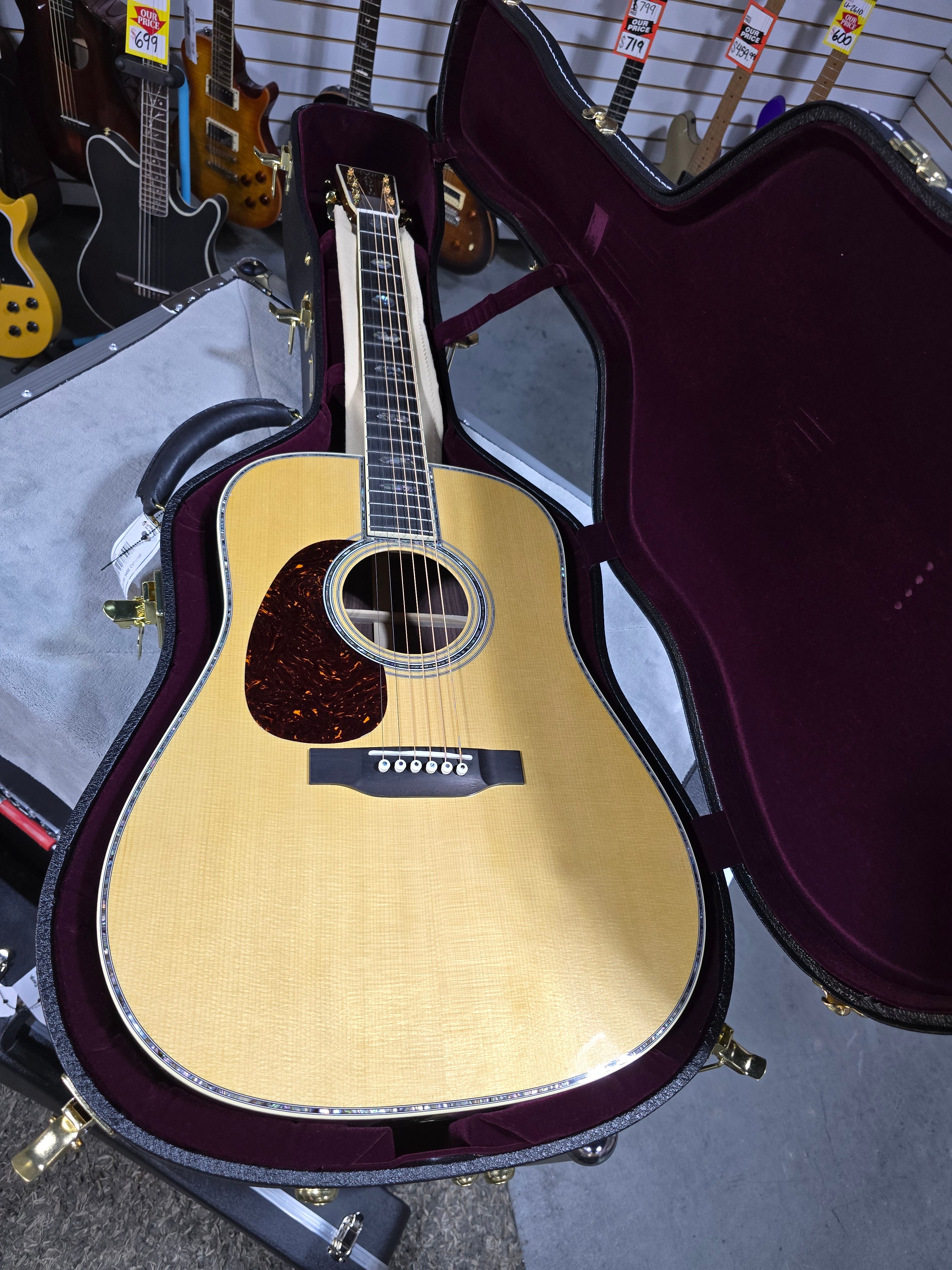 Martin D-45 Left Handed Acoustic Guitar - Natural w/OHSC & PLEK*D #448