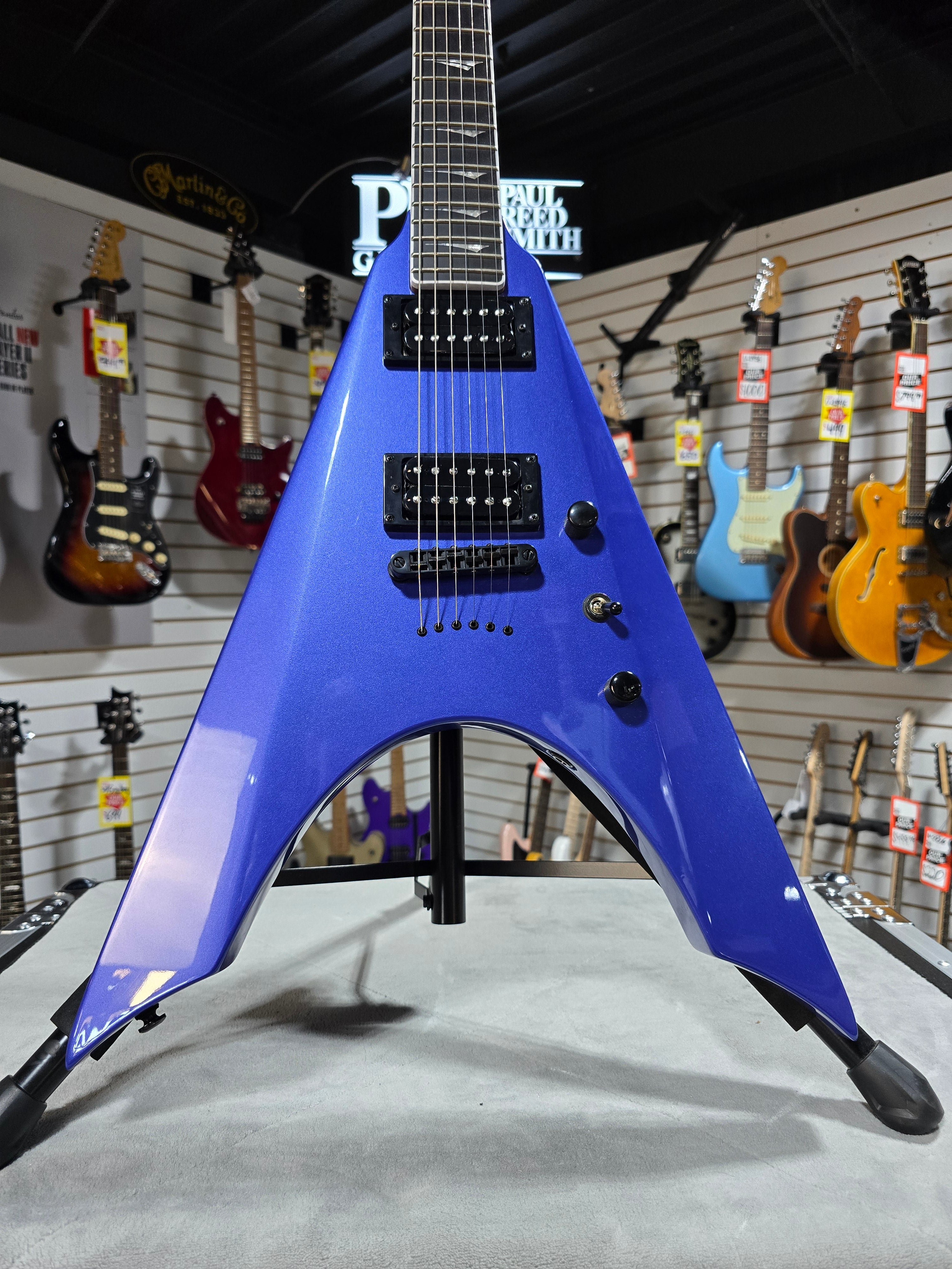 Kramer Nite-V Electric Guitar - Royal Blue Metallic w/ Gig Bag & PLEK*D #193