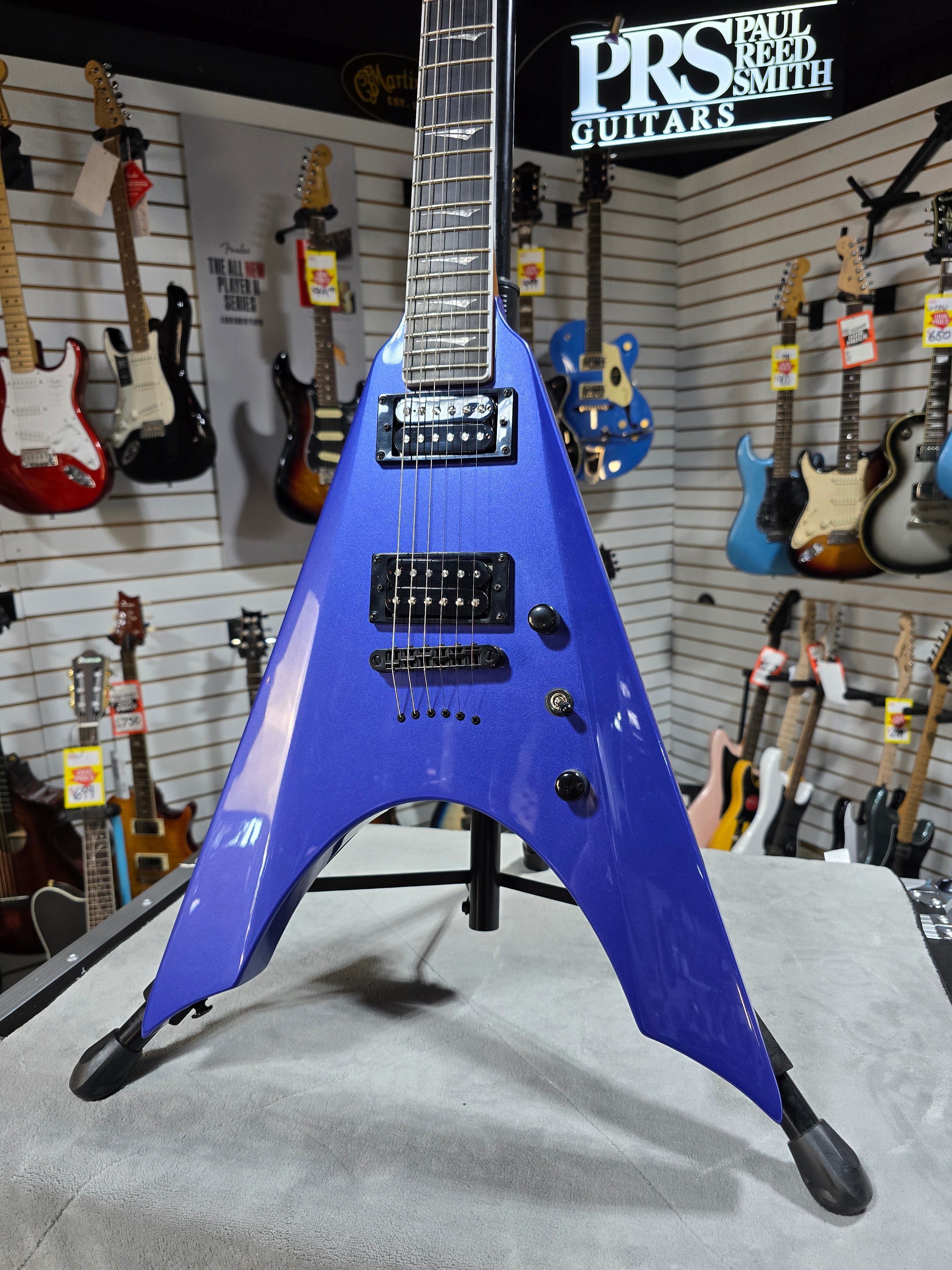 Kramer Nite-V Electric Guitar - Royal Blue Metallic w/ Gig Bag & PLEK*D #193
