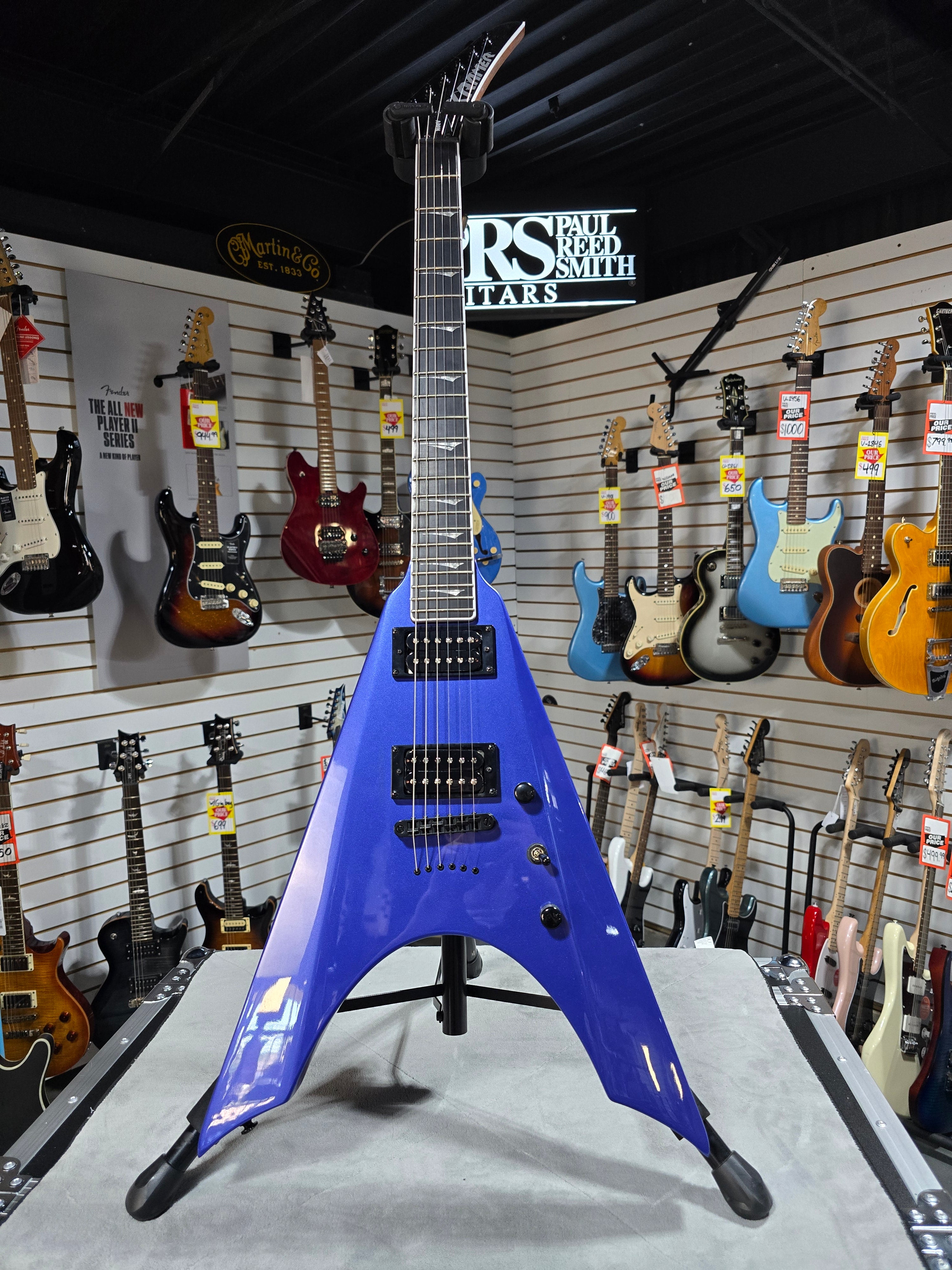 Kramer Nite-V Electric Guitar - Royal Blue Metallic w/ Gig Bag & PLEK*D #193