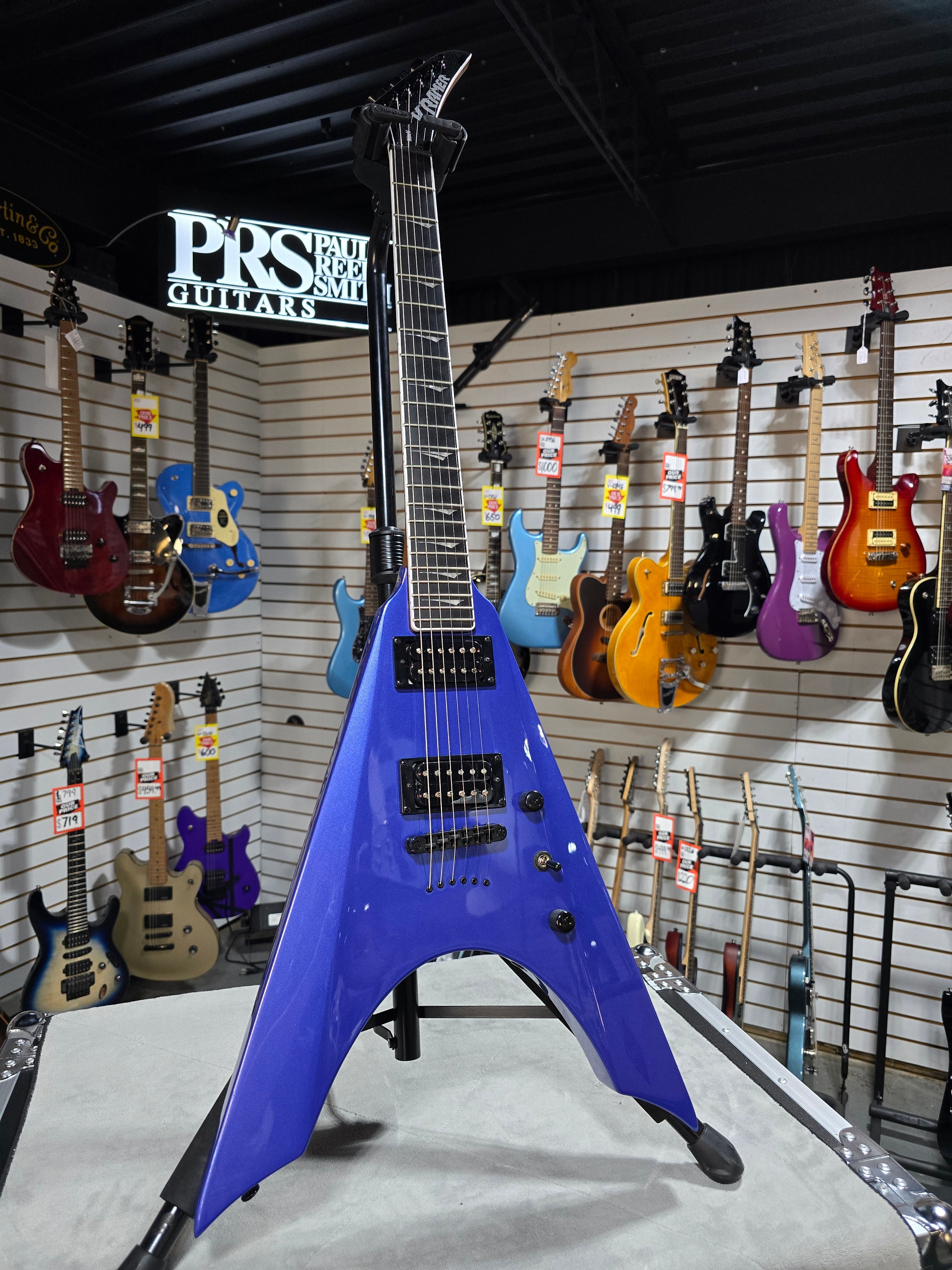 Kramer Nite-V Electric Guitar - Royal Blue Metallic w/ Gig Bag & PLEK*D #193