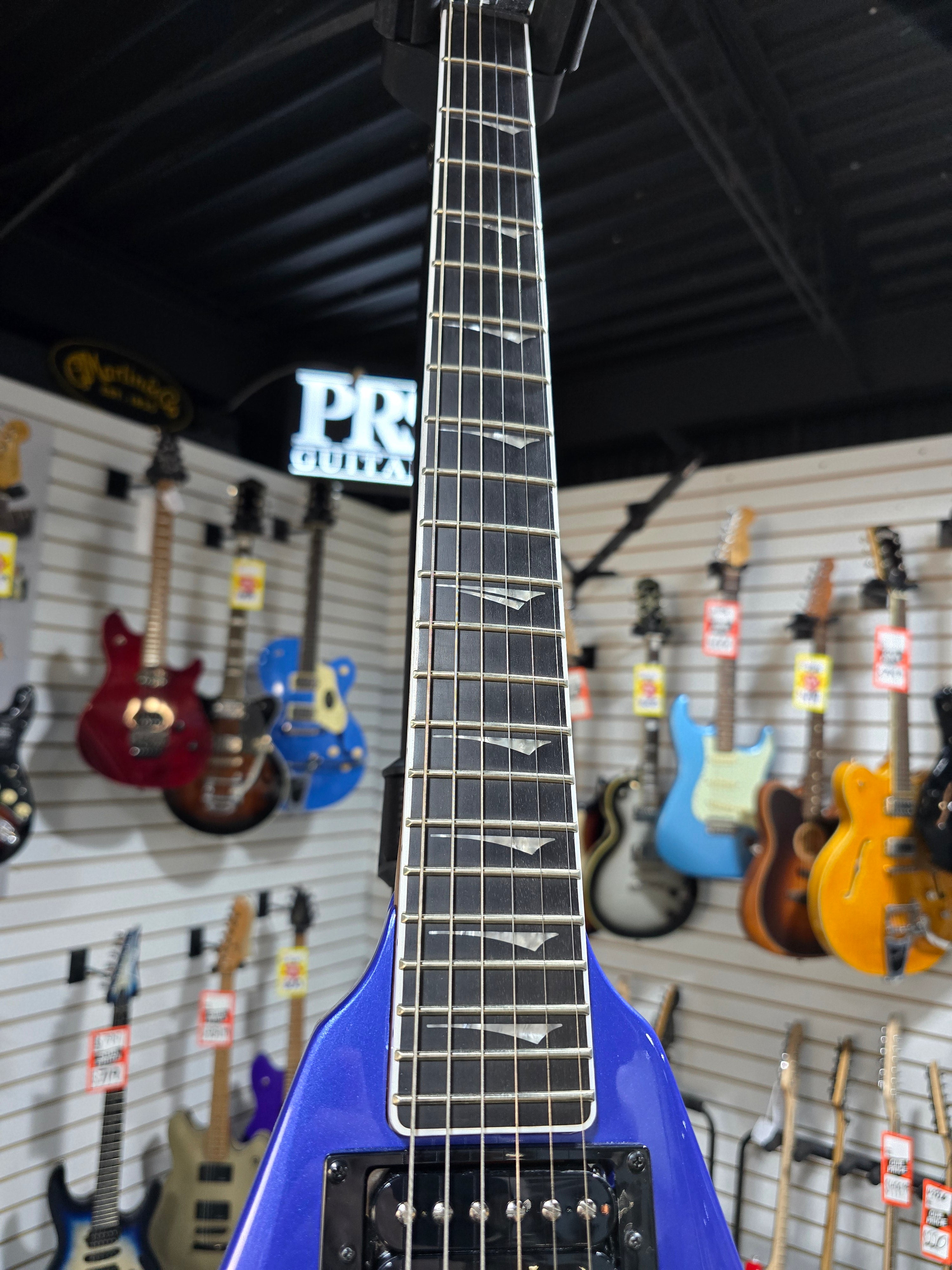 Kramer Nite-V Electric Guitar - Royal Blue Metallic w/ Gig Bag & PLEK*D #193