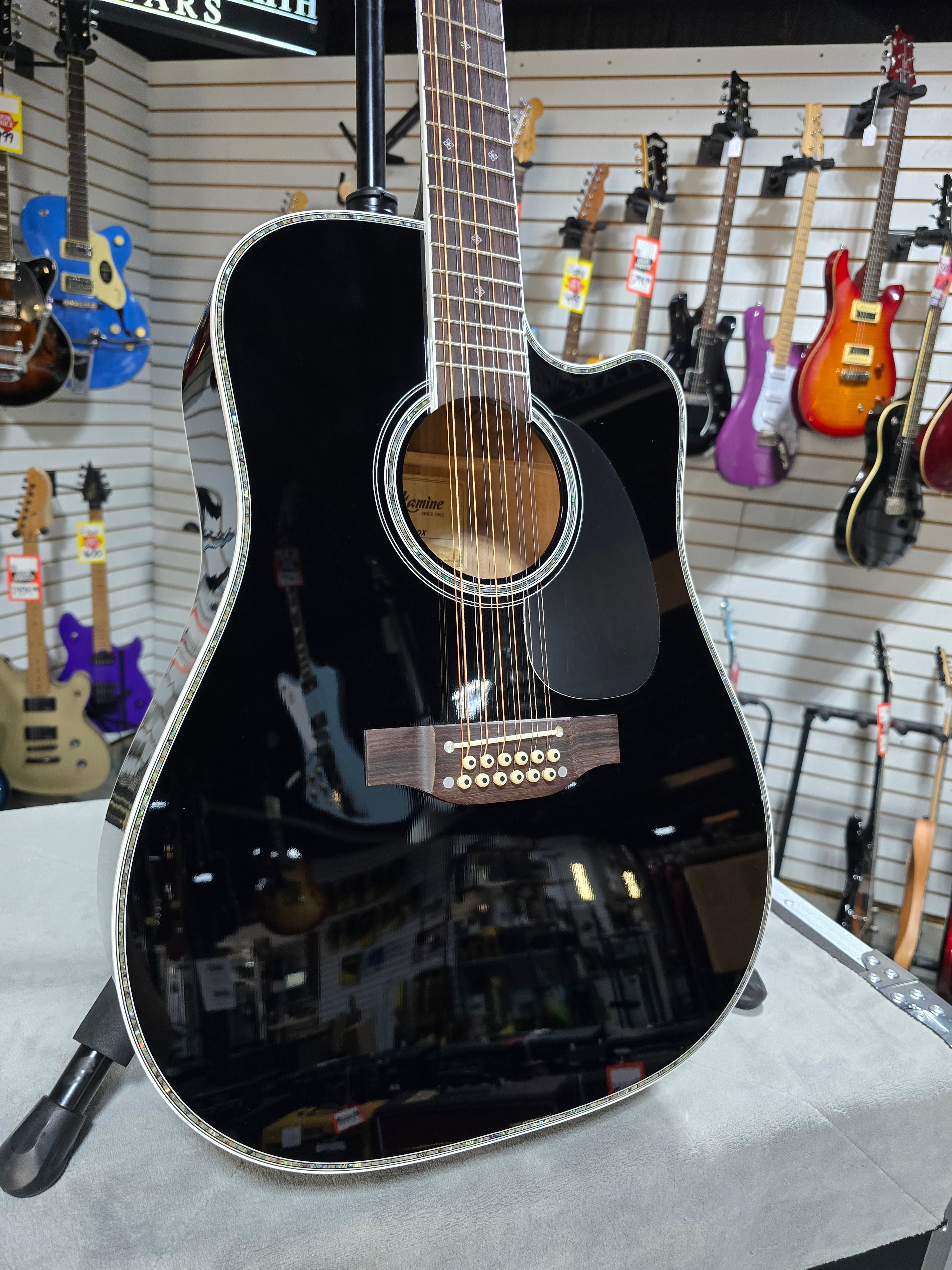 Takamine JEF381DX 12-string Dreadnought Acoustic Guitar - Black w/OSSC & PLEK*D #641