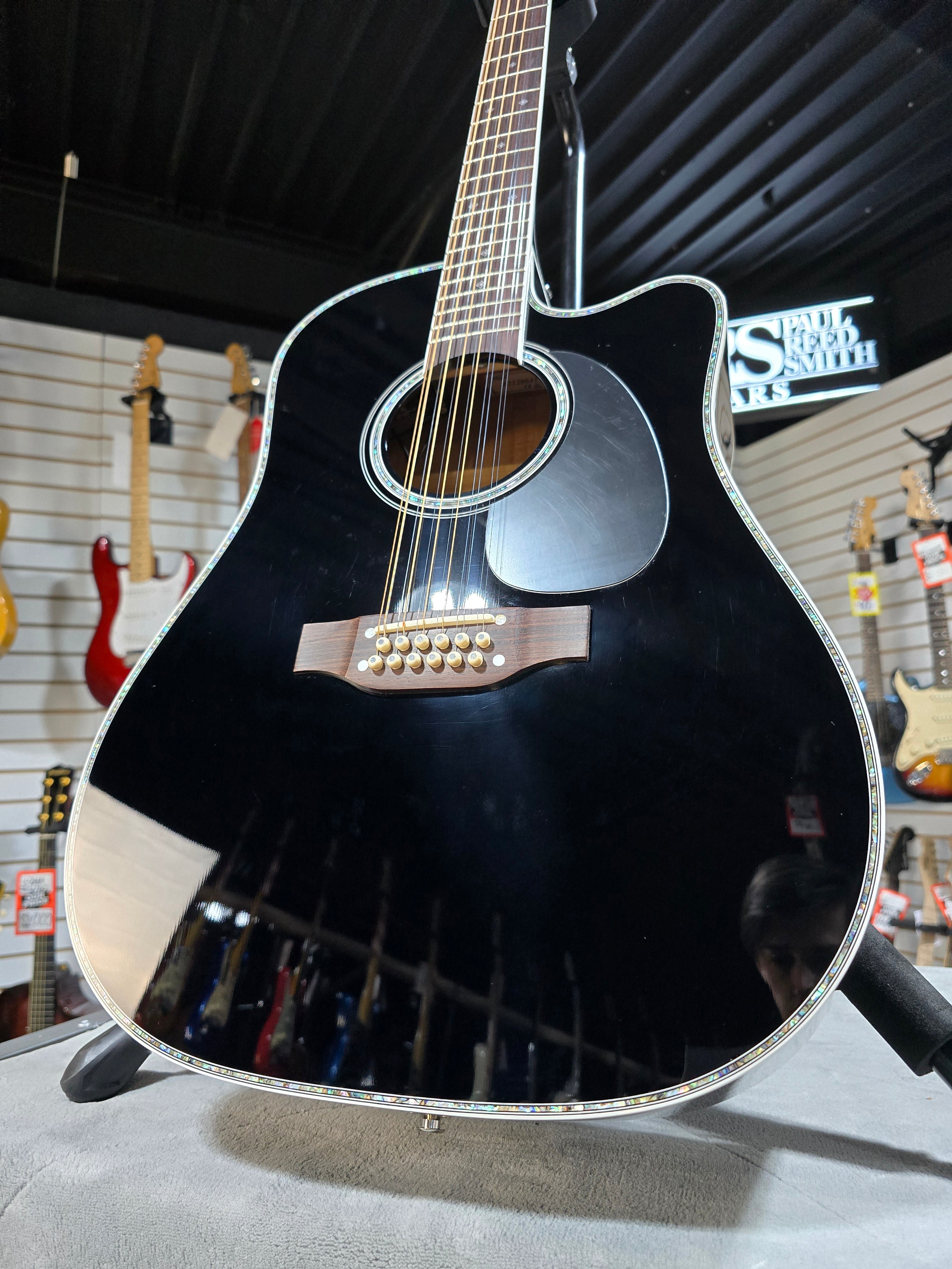 Takamine JEF381DX 12-string Dreadnought Acoustic Guitar - Black w/OSSC & PLEK*D #641