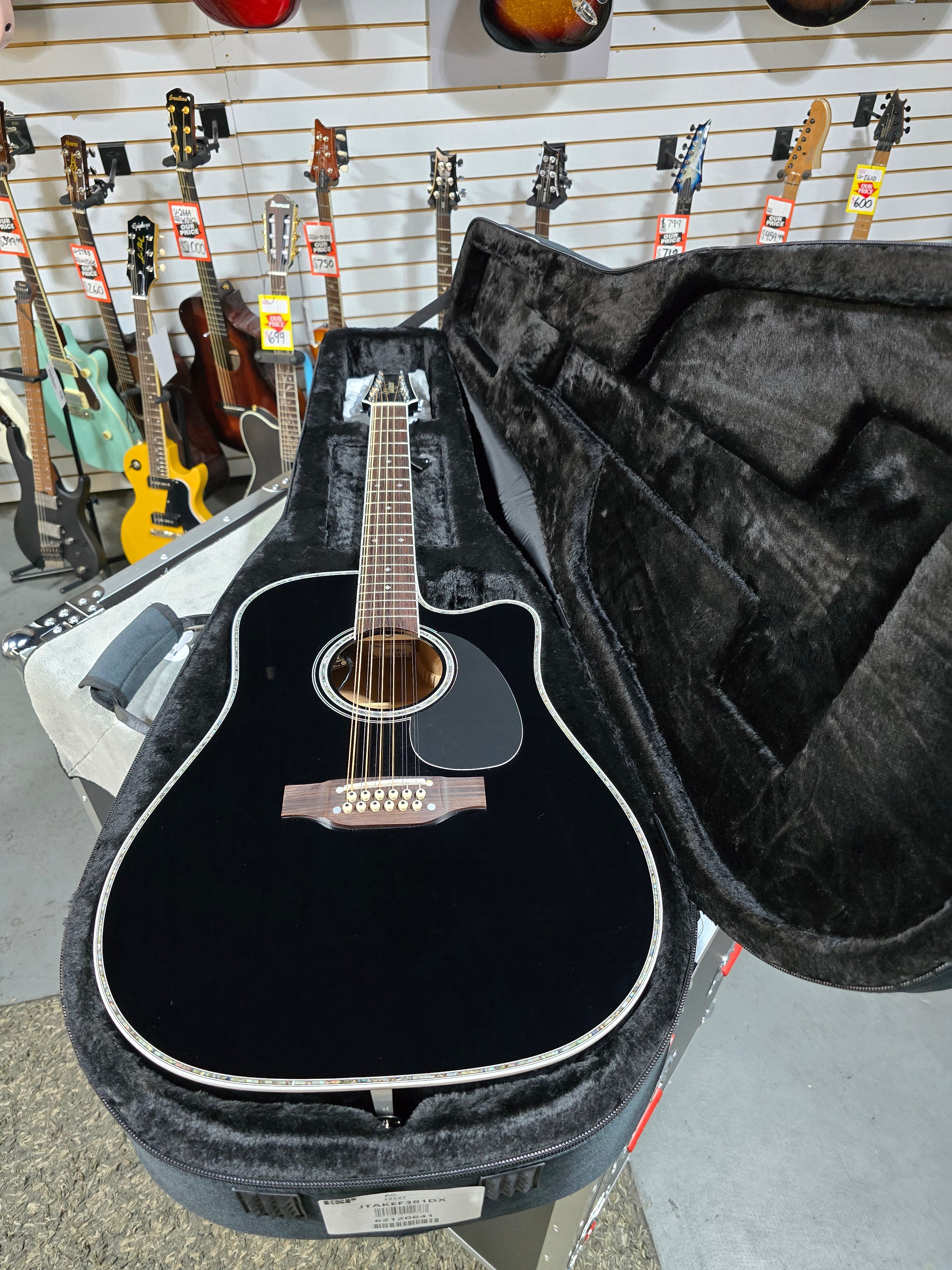 Takamine JEF381DX 12-string Dreadnought Acoustic Guitar - Black w/OSSC & PLEK*D #641