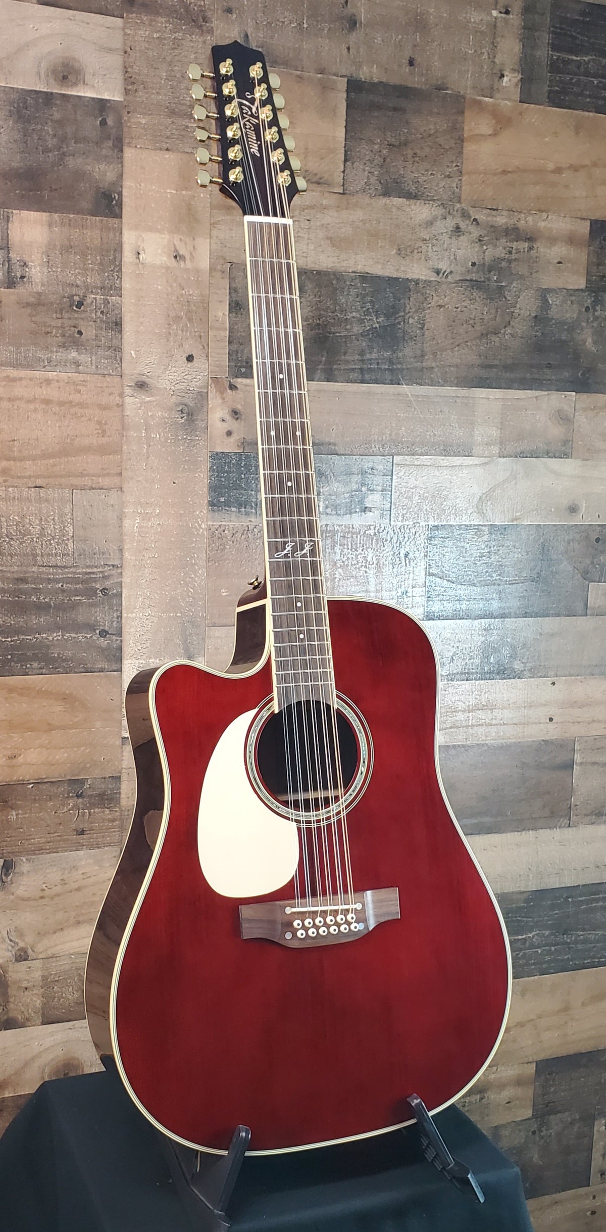Takamine JJ325SRC-12 John Jorgenson 12-string Left Handed Acoustic-electric Guitar - Gloss Red