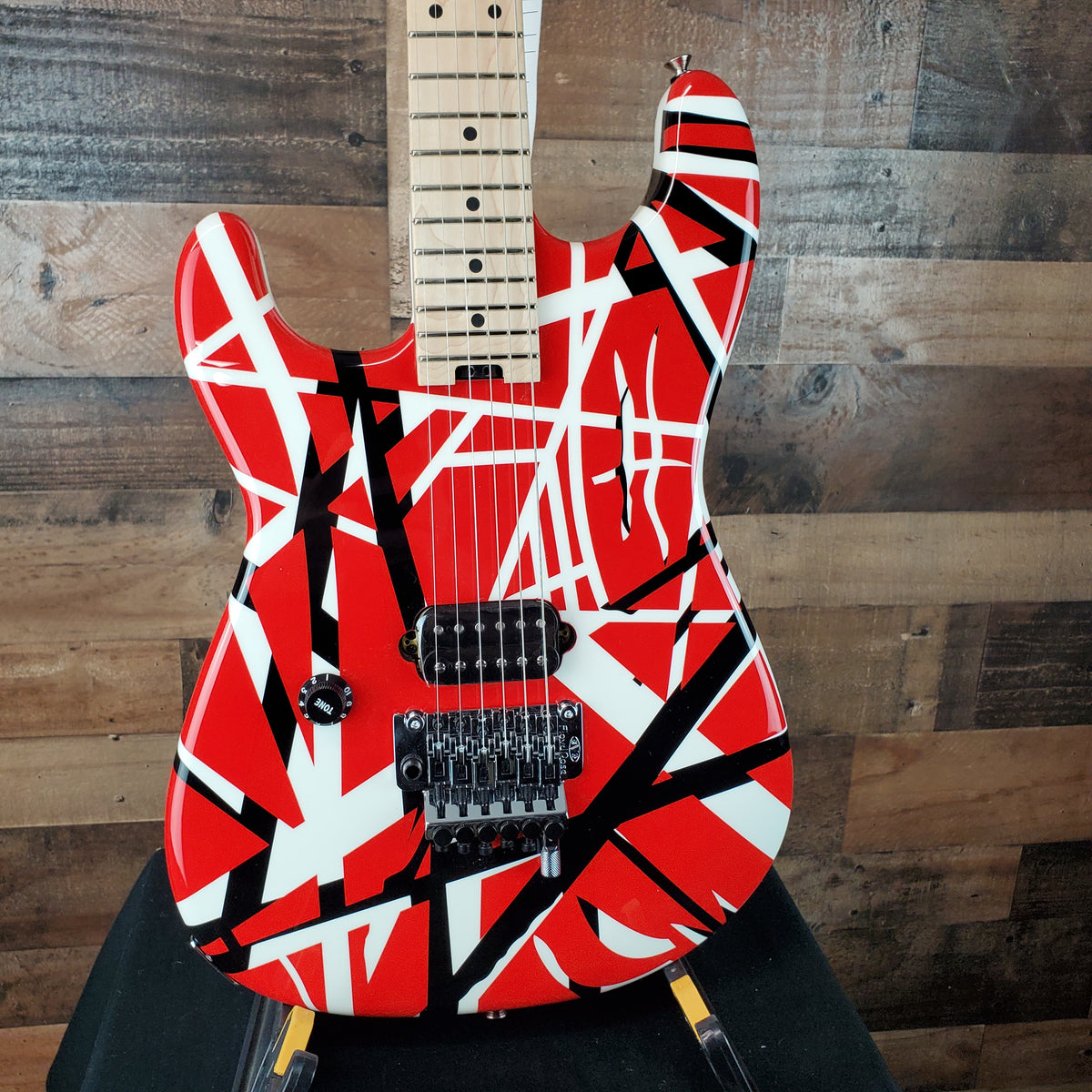 EVH Striped Series Left-Handed Electric Guitar - Red with Black Stripes