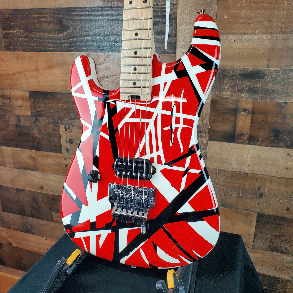 EVH Striped Series Left-Handed Electric Guitar - Red with Black Stripes