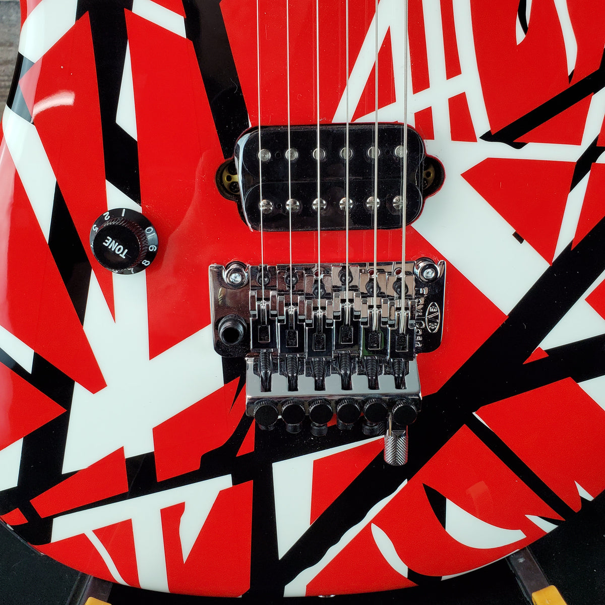EVH Striped Series Left-Handed Electric Guitar - Red with Black Stripes