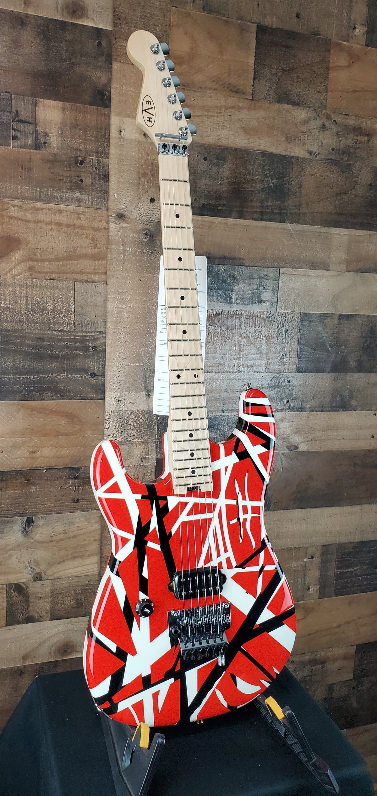 EVH Striped Series Left-Handed Electric Guitar - Red with Black Stripes