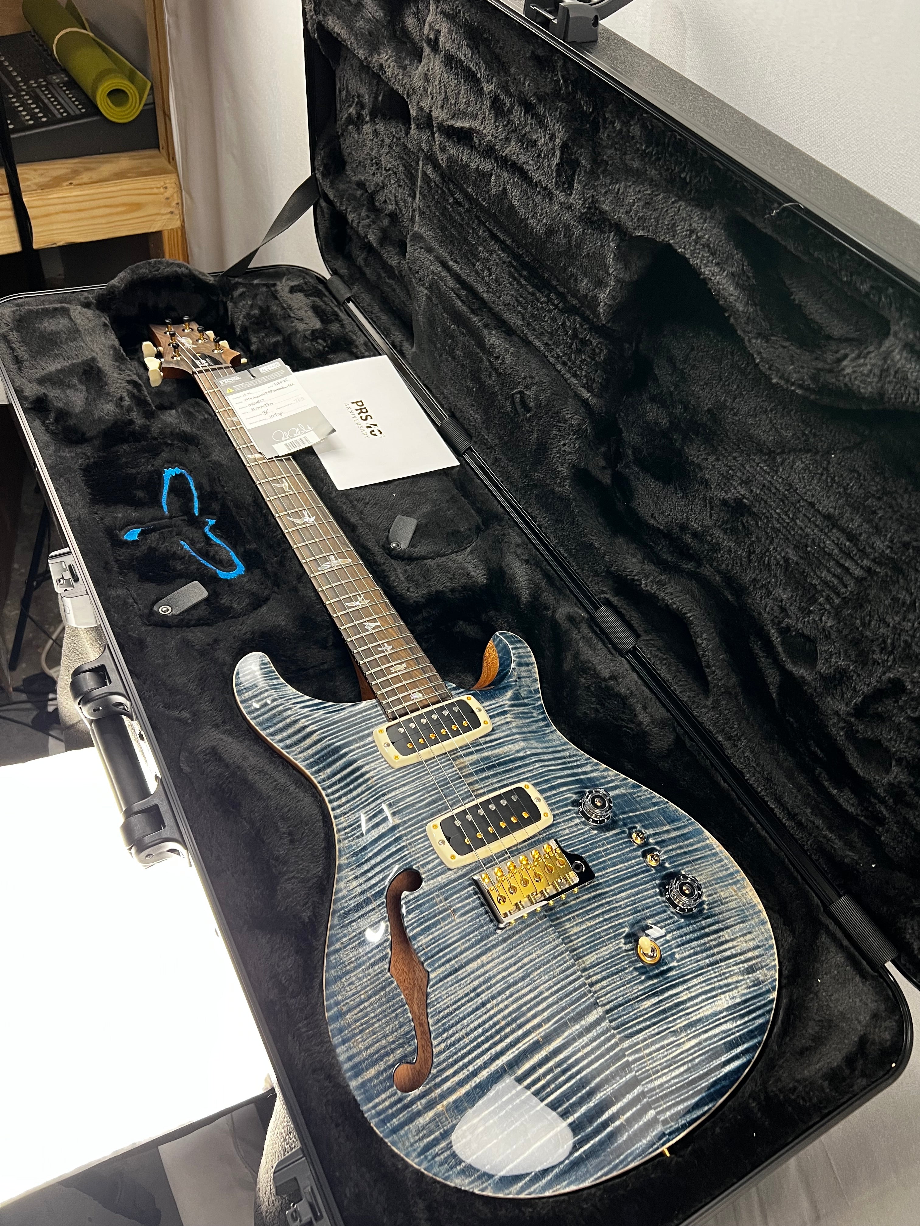 40th Anniversary Custom 24-08 Semi-Hollow Electric Guitar - Faded Whale Blue with Natural Back #817