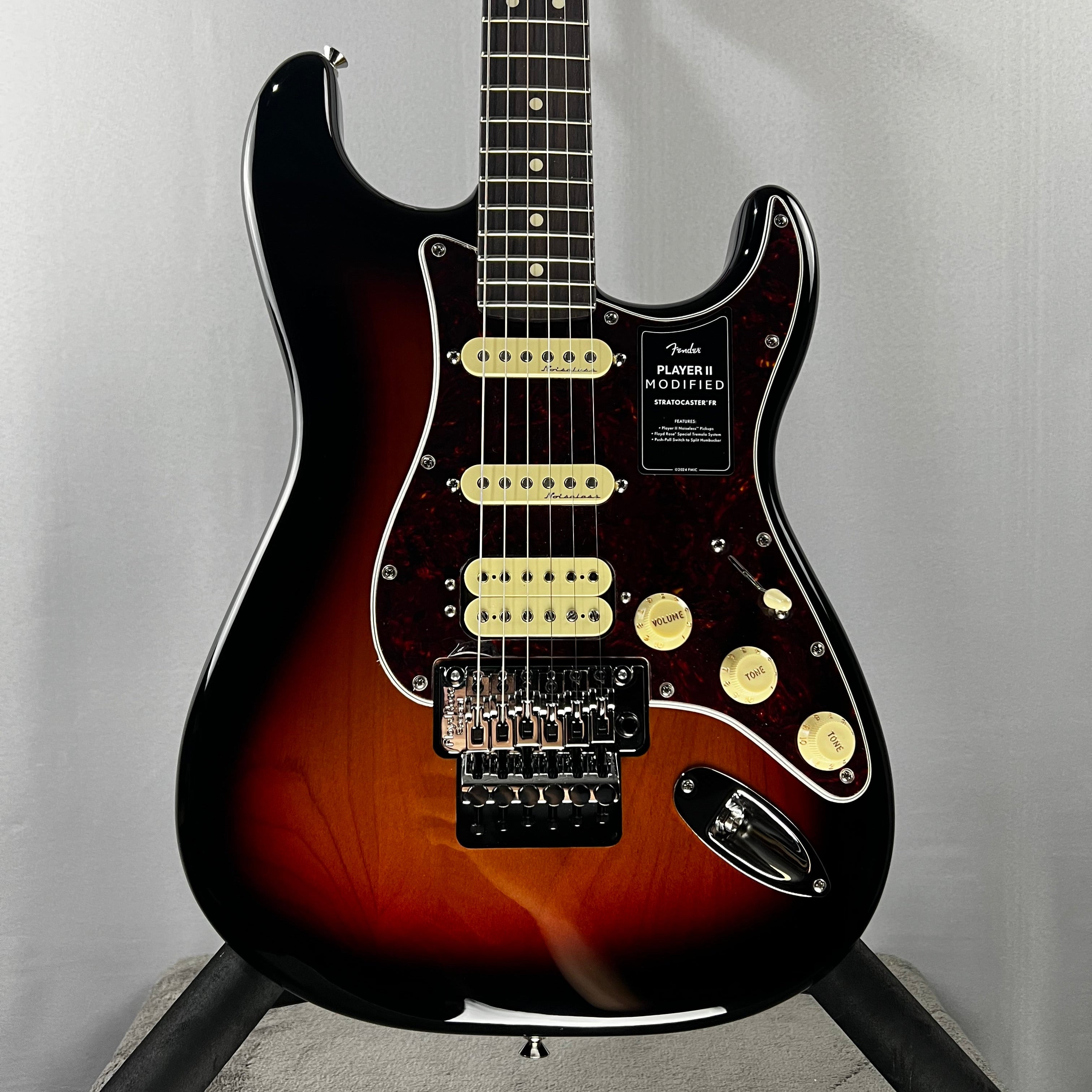 Player II Modified Stratocaster HSS Floyd Rose Electric Guitar - 3-tone Sunburst, Rosewood Fingerboard #728