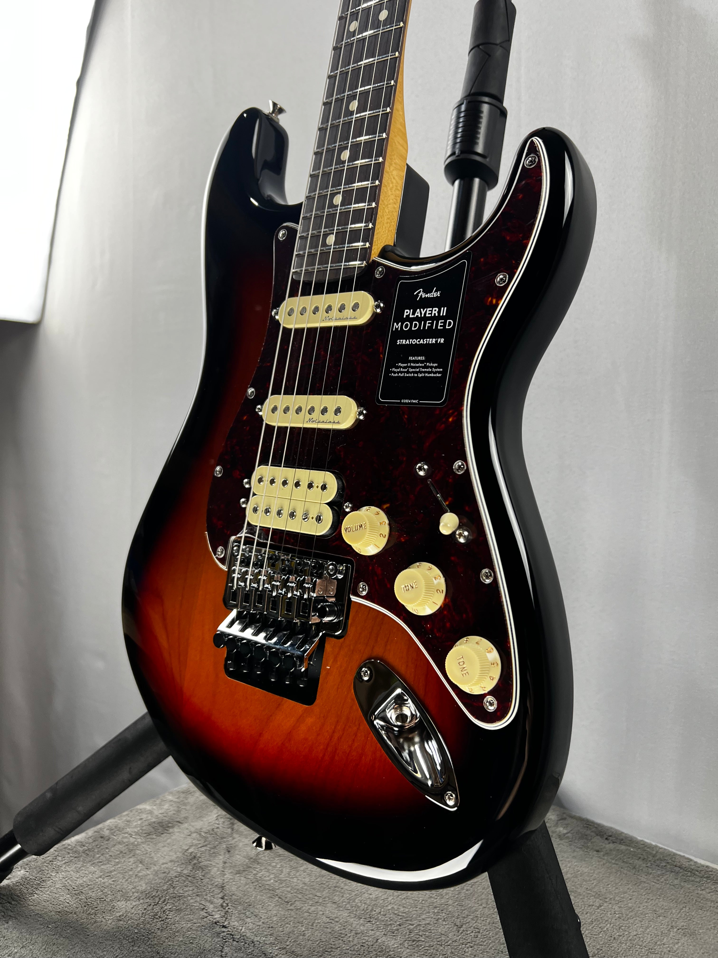 Player II Modified Stratocaster HSS Floyd Rose Electric Guitar - 3-tone Sunburst, Rosewood Fingerboard #728