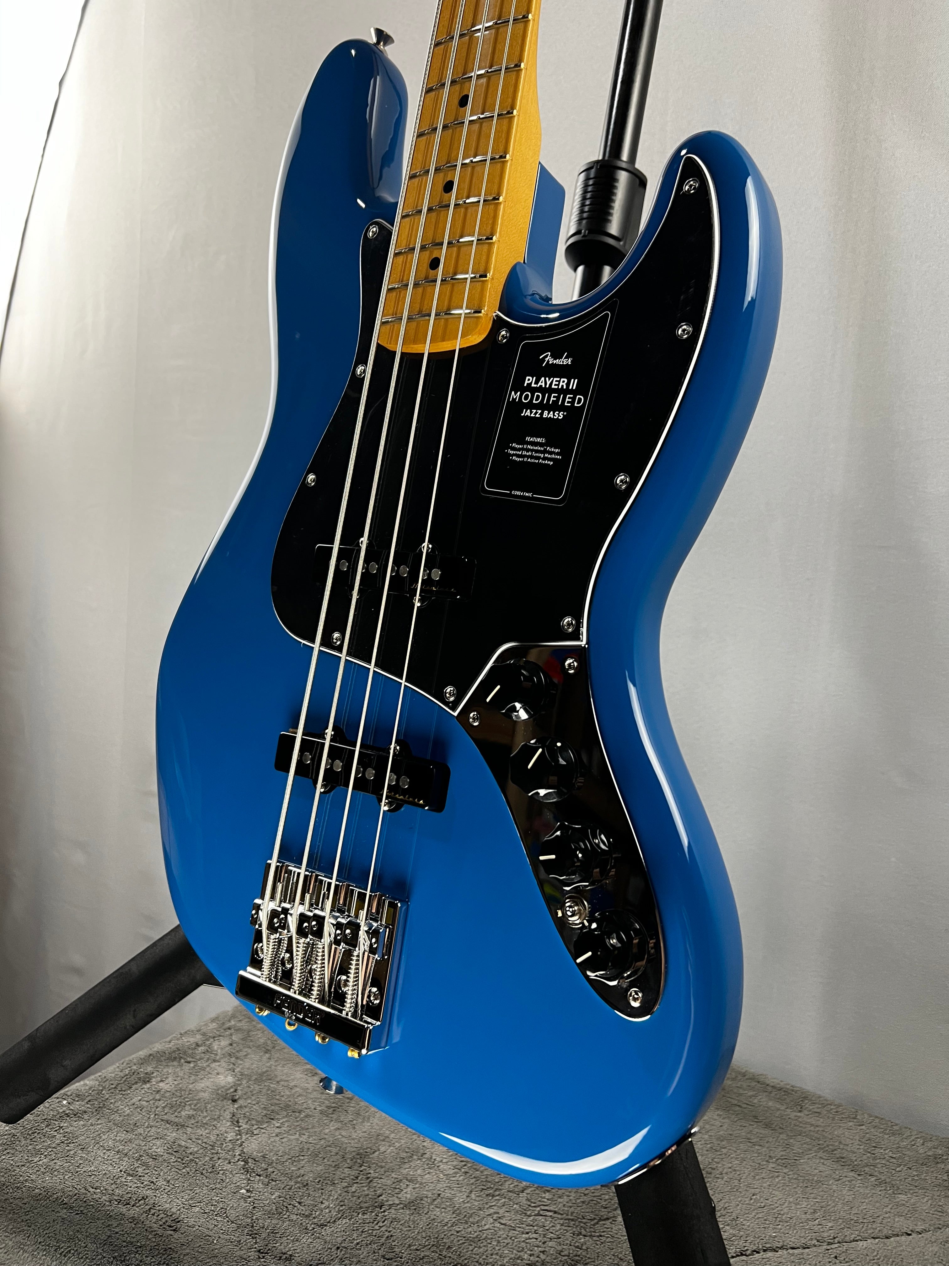Player II Modified Active Jazz Bass - Electric Blue, Maple Fingerboard w/Gig Bag #524