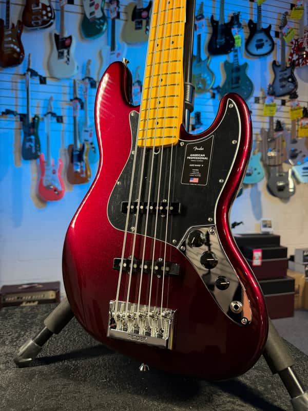 Fender American Professional Jazz Bass V - Oxblood, Maple Fingerboard