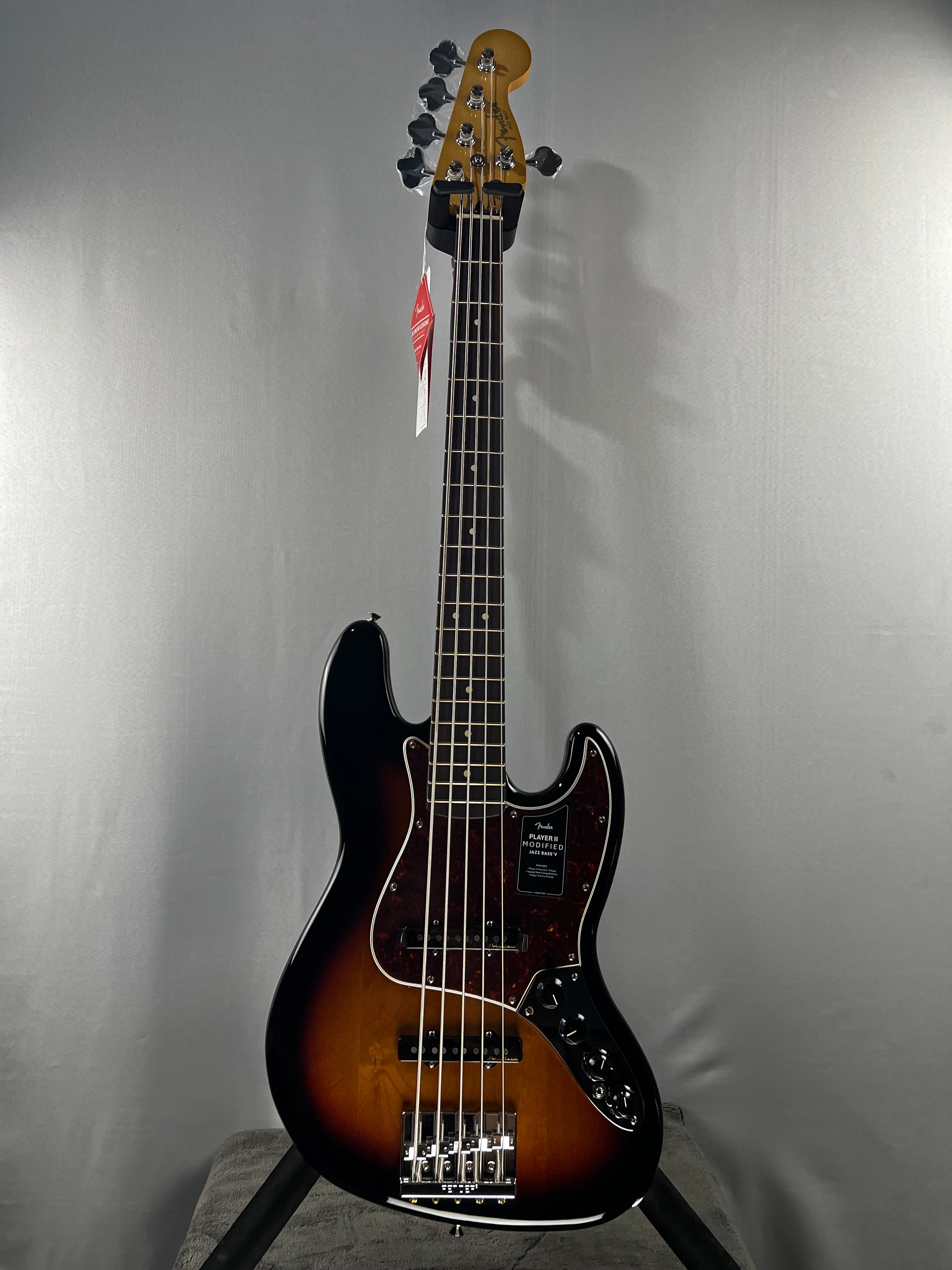 Player II Modified Active Jazz Bass V - 3-tone Sunburst, Rosewood Fingerboard #233