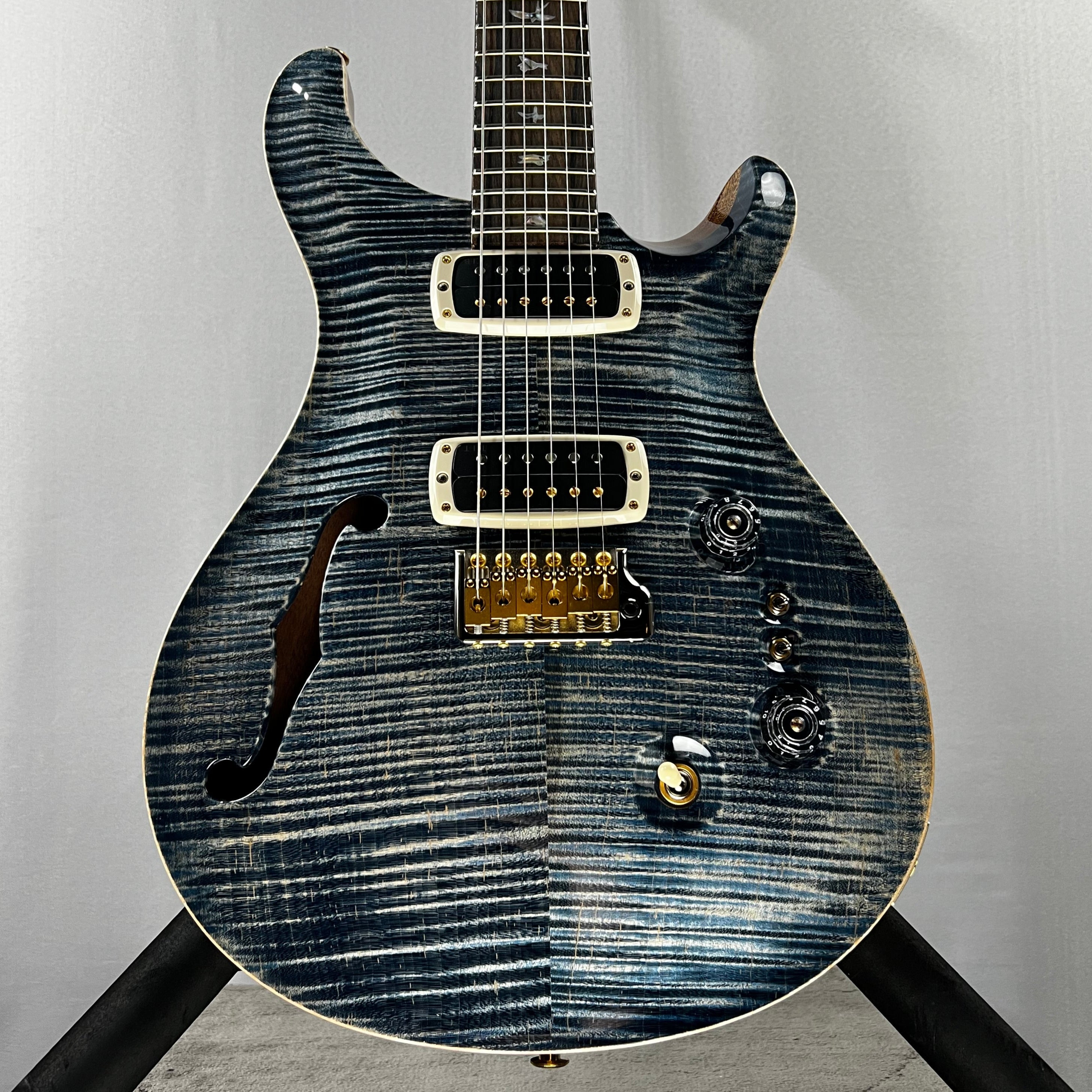 40th Anniversary Custom 24-08 Semi-Hollow Electric Guitar - Faded Whale Blue with Natural Back #817