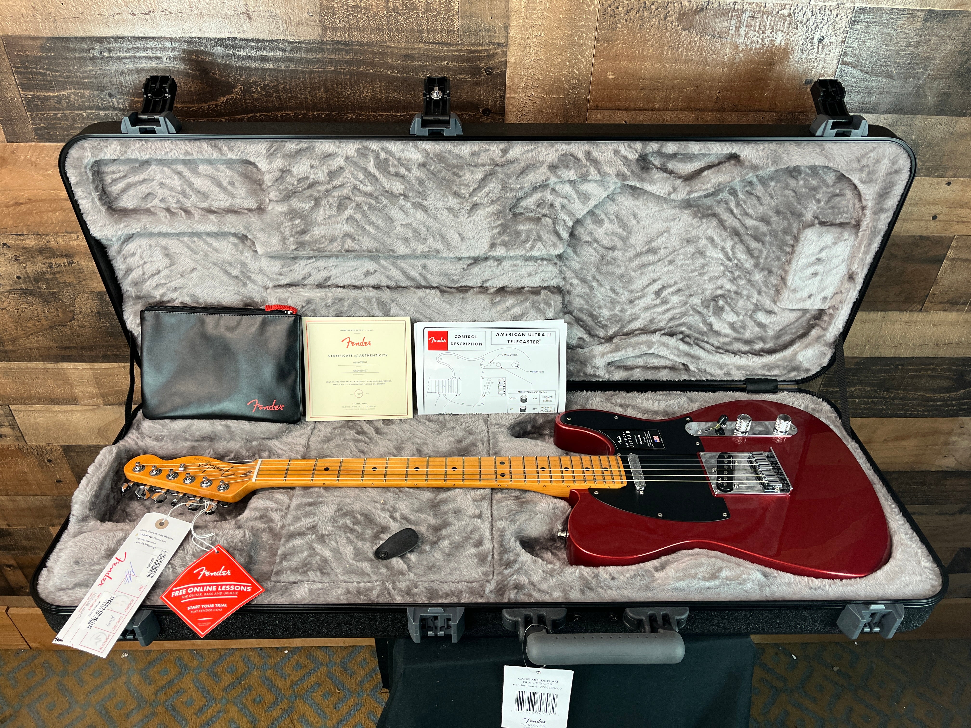 Fender American Ultra II Telecaster Electric Guitar, Maple Fingerboard, Sinister Red, Hard Case, Free Ship, 167