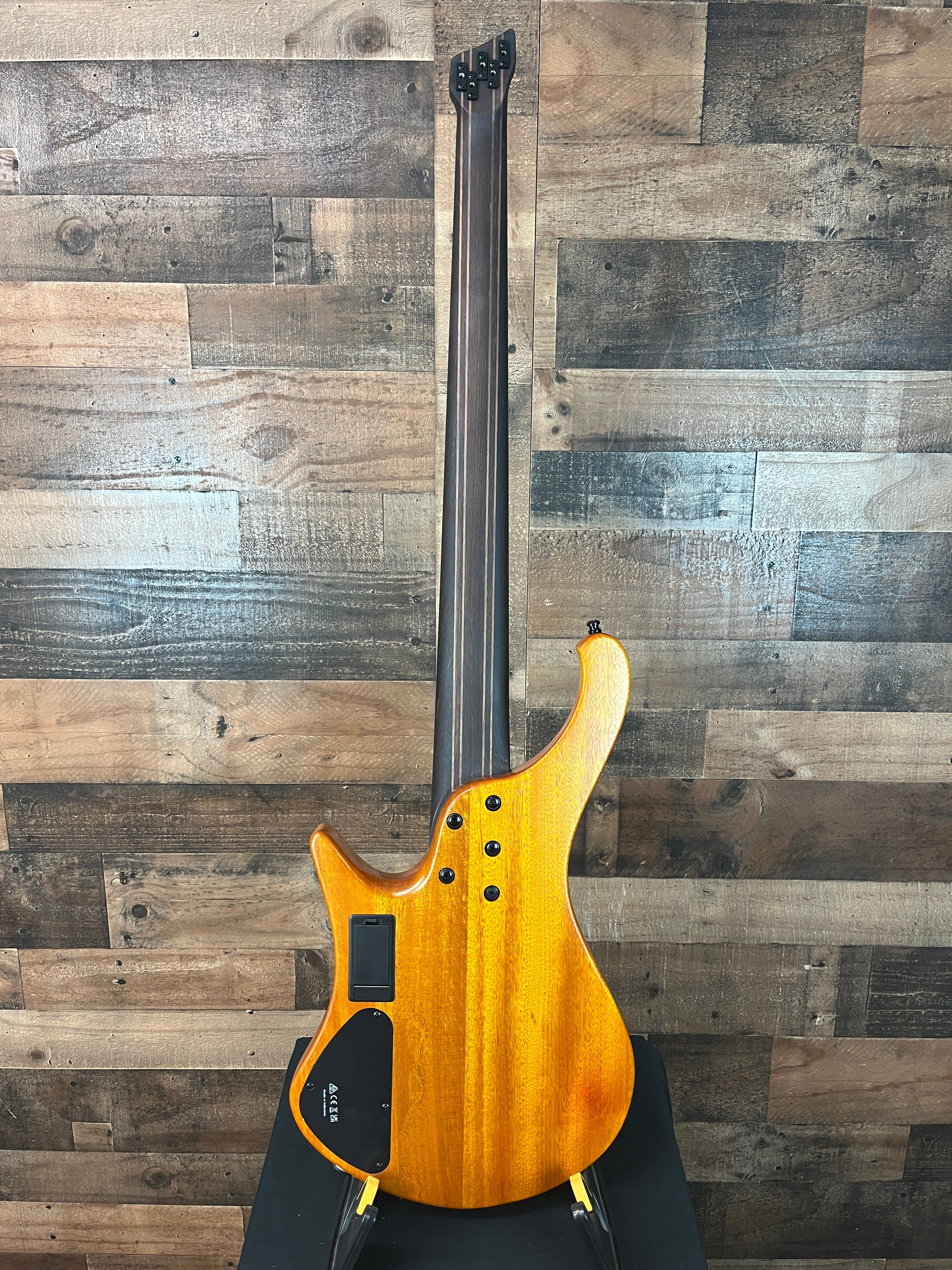 EHB1135MS Bass Workshop 5-string Multi-scale Headless Bass Guitar - Silver Wave Black Low Gloss, Gig Bag, 194