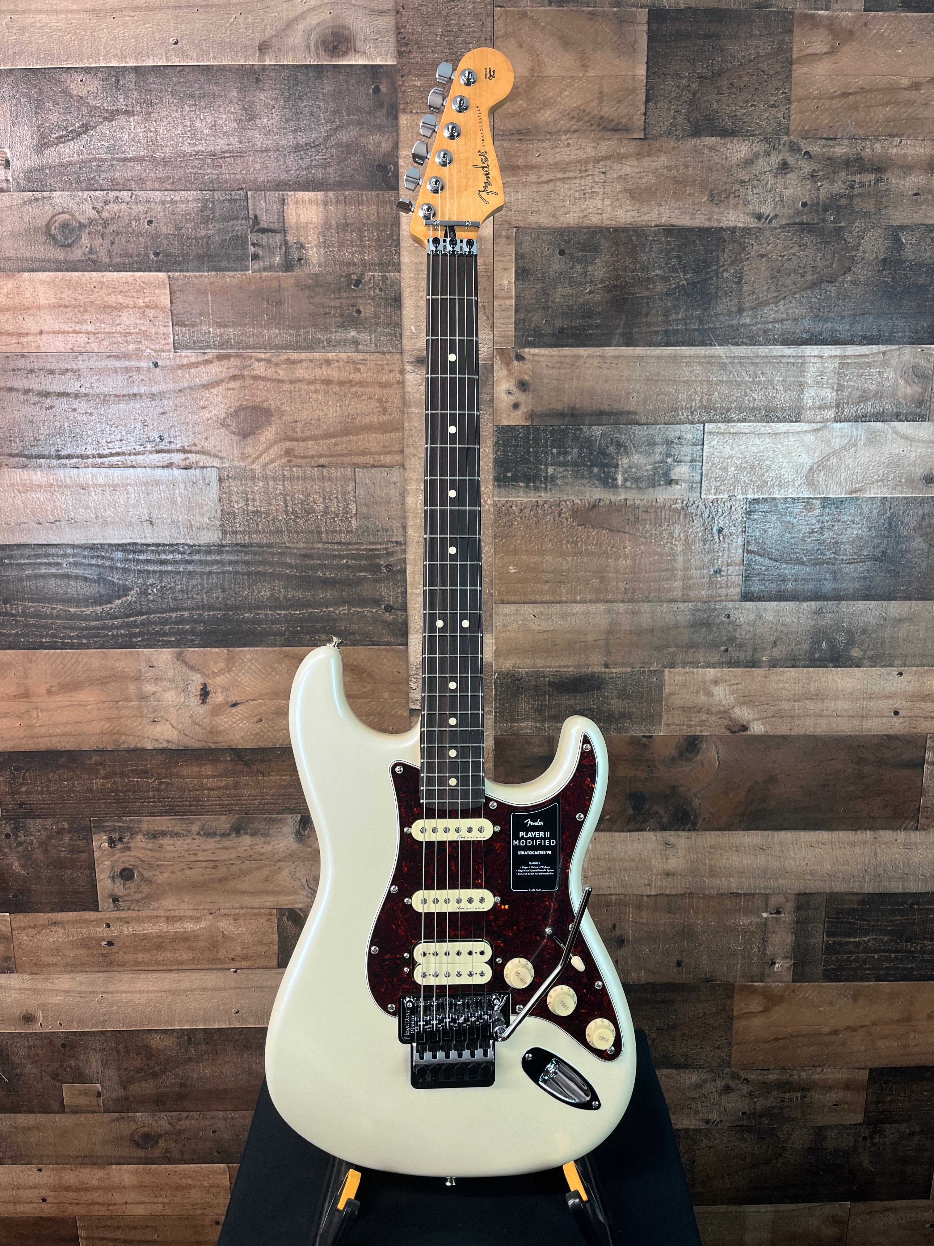 Player II Modified Stratocaster HSS Floyd Rose Electric Guitar, Olympic Pearl, Gig Bag, 579