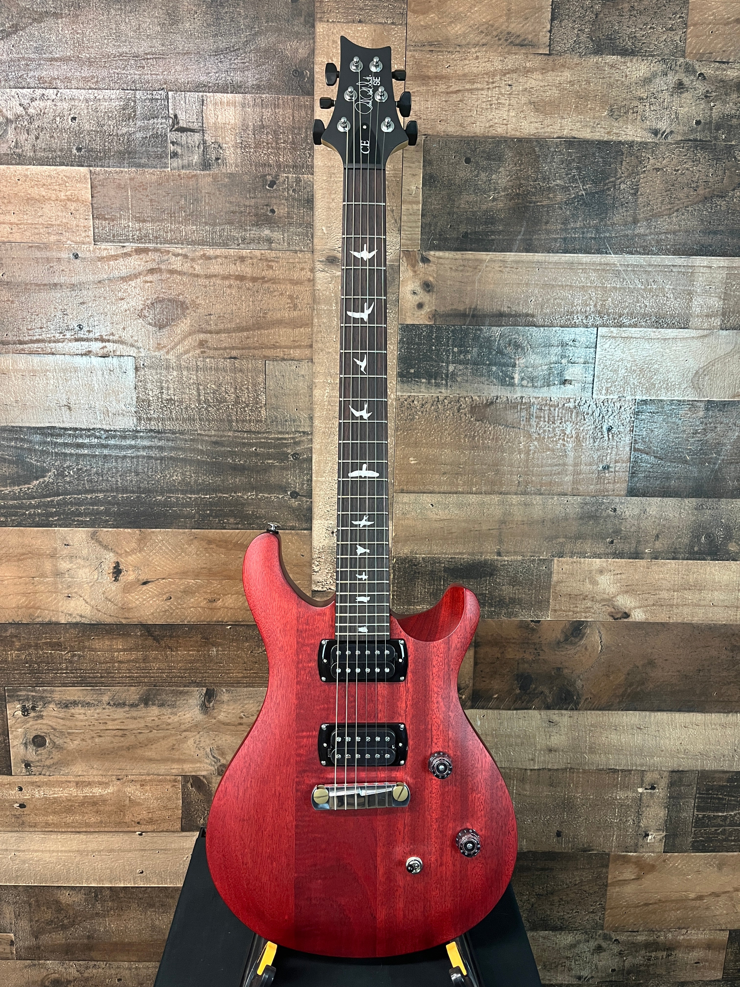 PRS SE CE24 Standard Satin Stoptail Electric Guitar, Vintage Cherry Satin, Gig Bag, 637